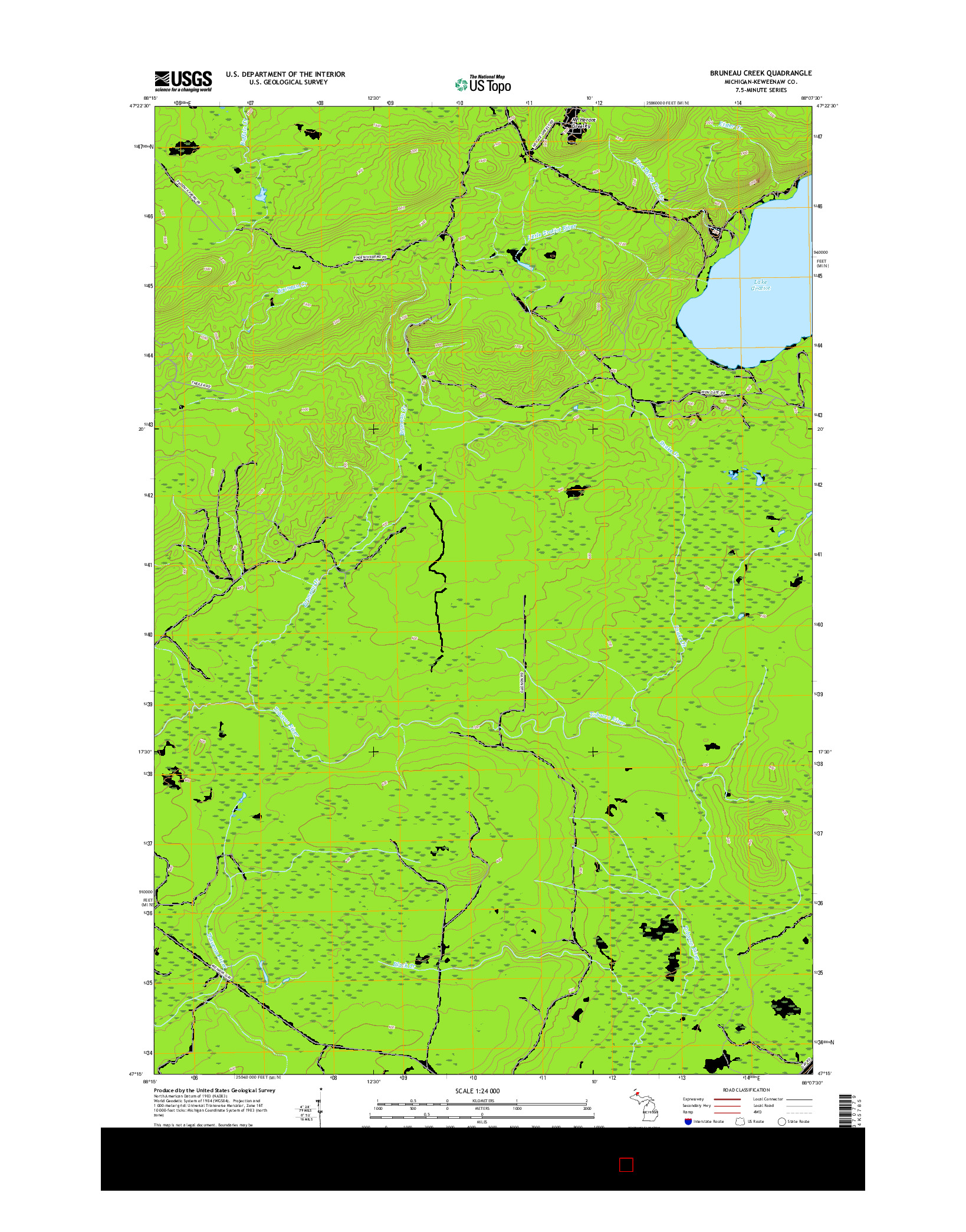 USGS US TOPO 7.5-MINUTE MAP FOR BRUNEAU CREEK, MI 2017