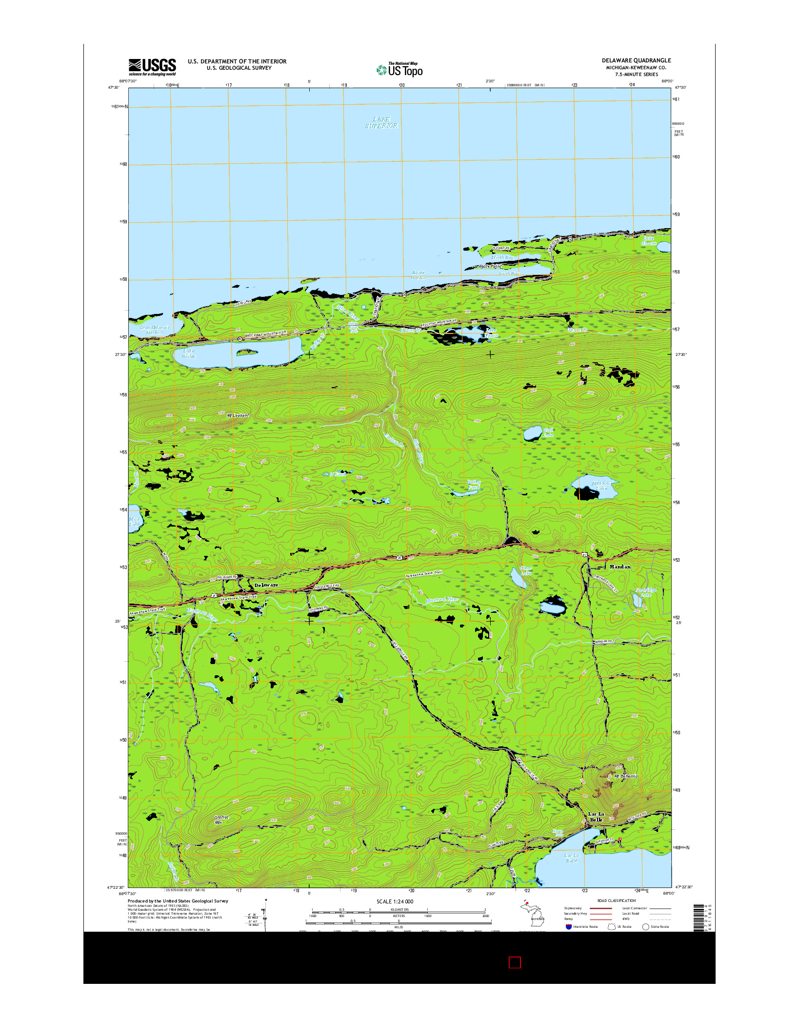 USGS US TOPO 7.5-MINUTE MAP FOR DELAWARE, MI 2017
