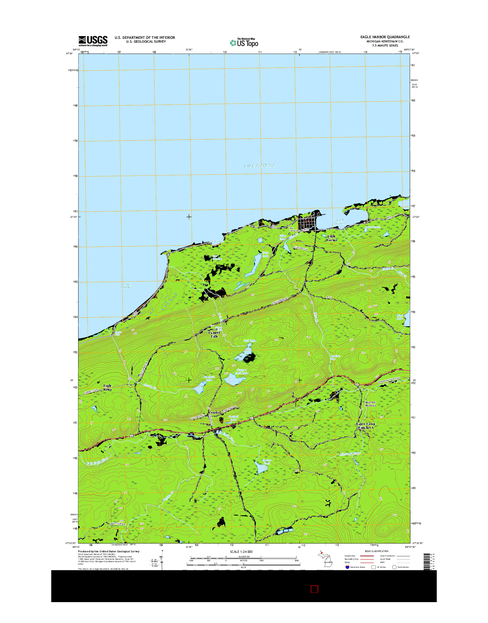 USGS US TOPO 7.5-MINUTE MAP FOR EAGLE HARBOR, MI 2017