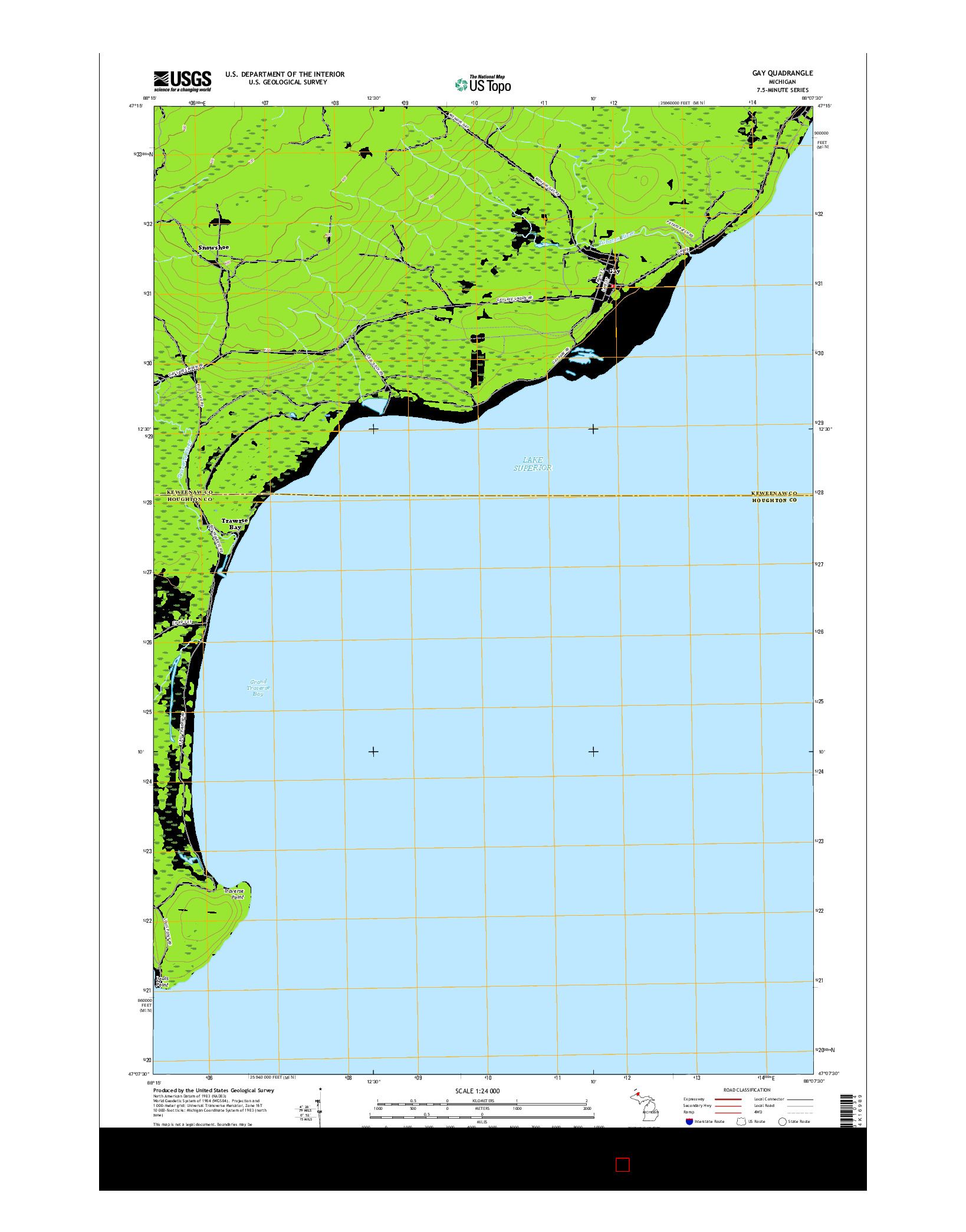 USGS US TOPO 7.5-MINUTE MAP FOR GAY, MI 2017