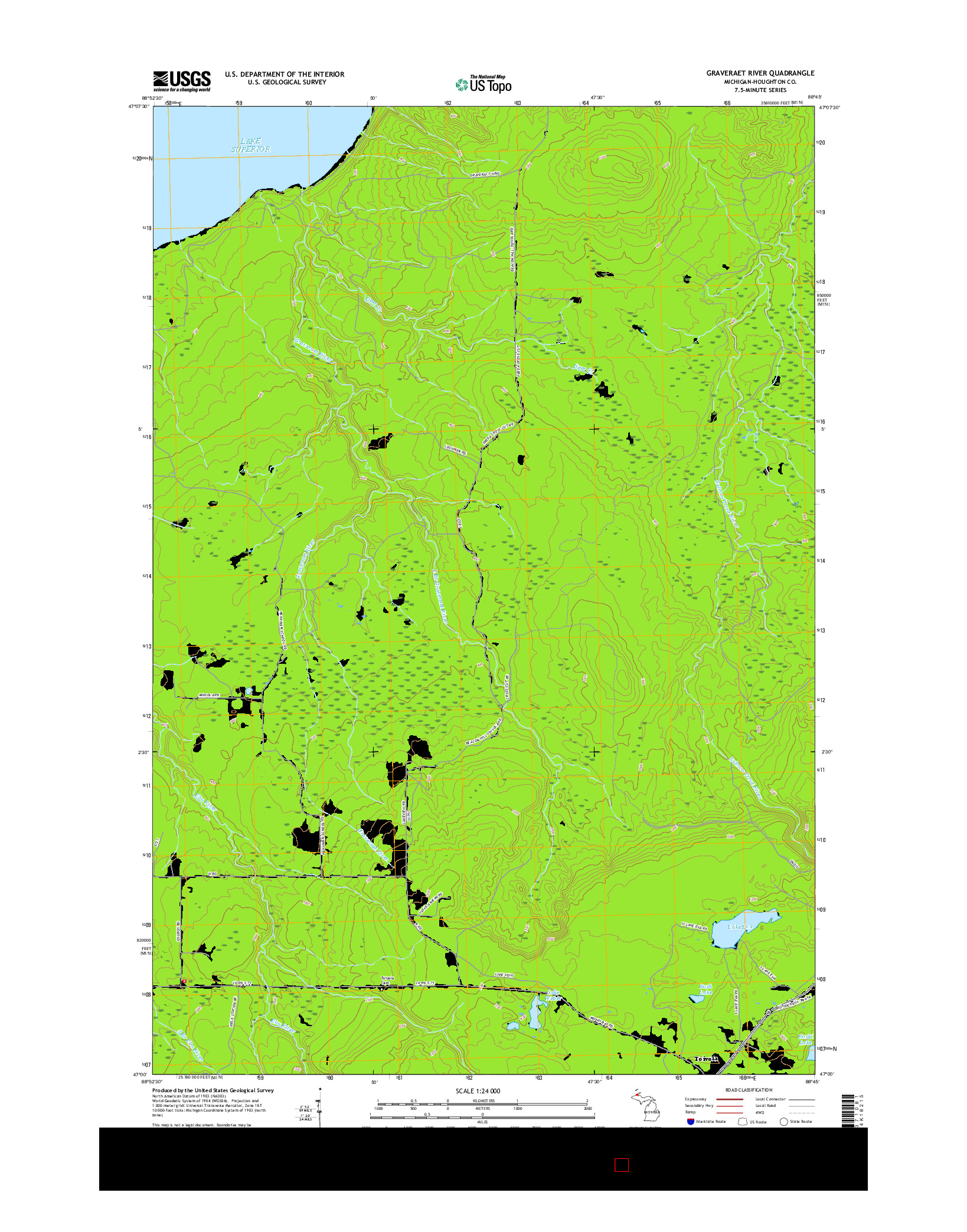 USGS US TOPO 7.5-MINUTE MAP FOR GRAVERAET RIVER, MI 2017