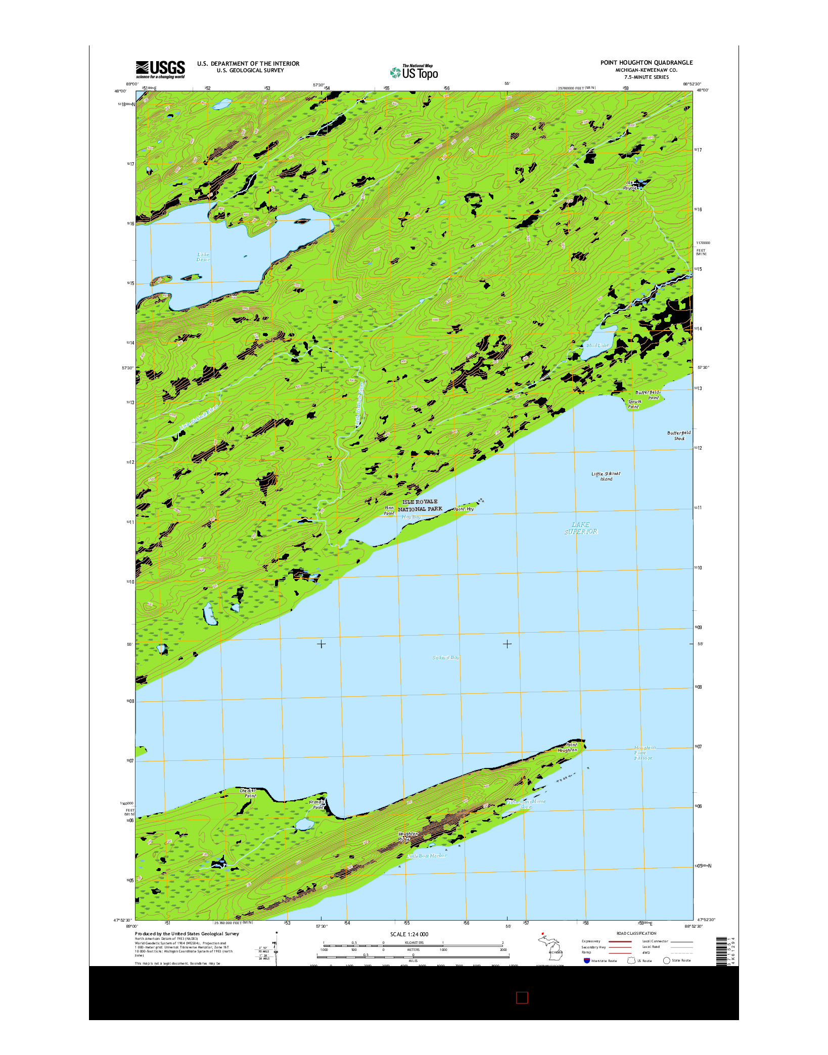 USGS US TOPO 7.5-MINUTE MAP FOR POINT HOUGHTON, MI 2017