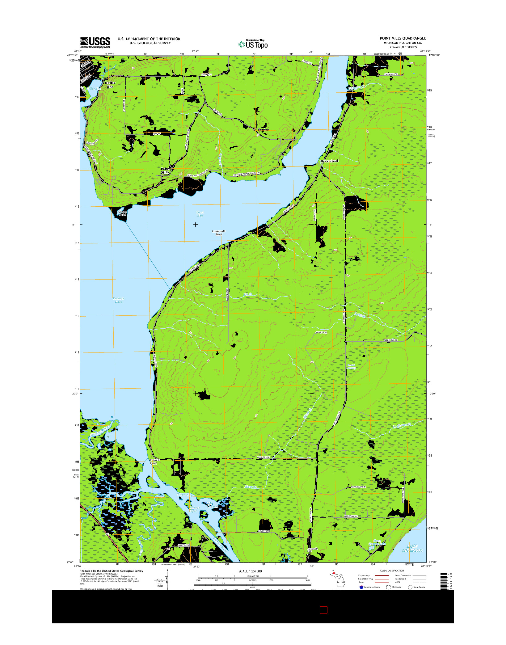 USGS US TOPO 7.5-MINUTE MAP FOR POINT MILLS, MI 2017