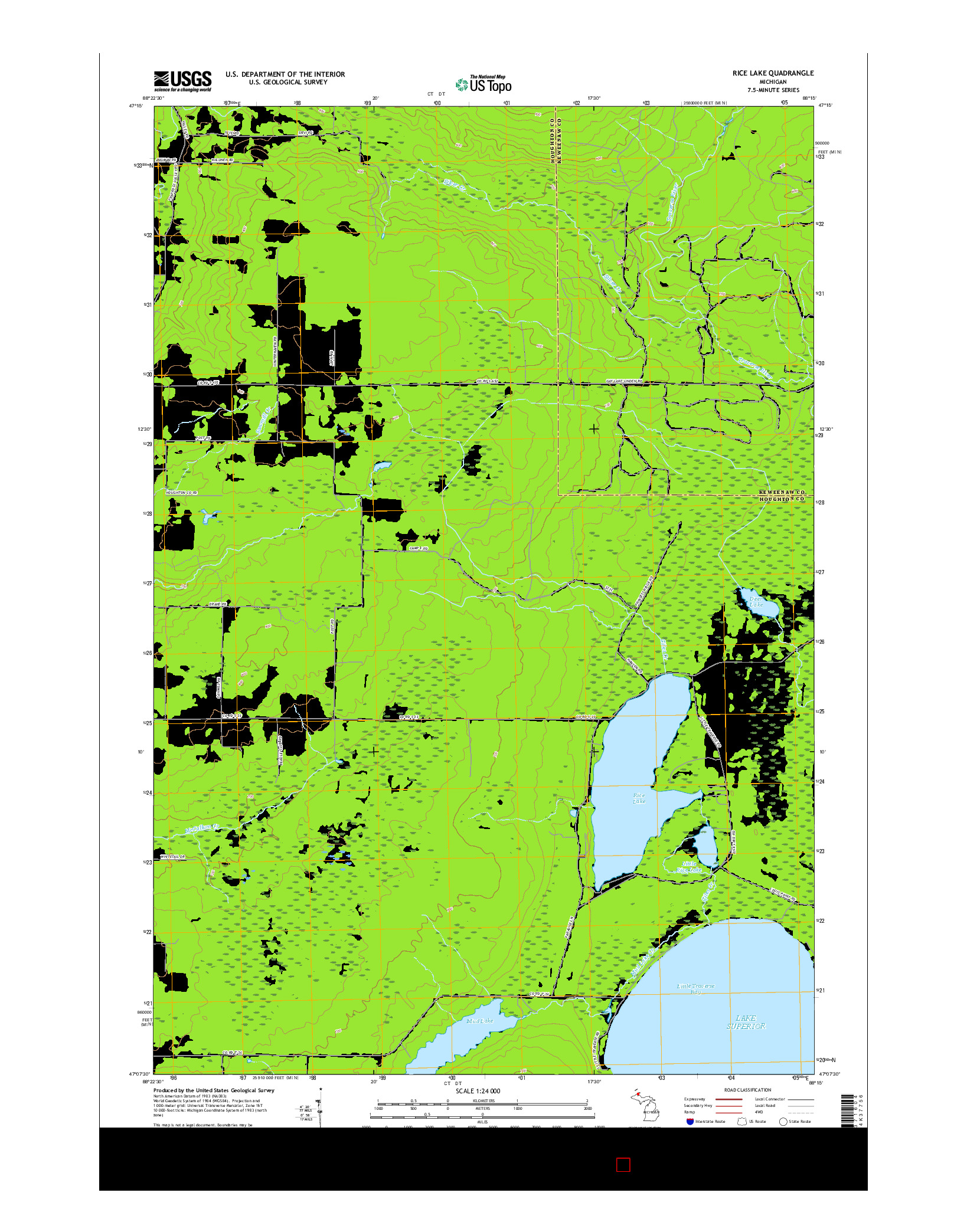 USGS US TOPO 7.5-MINUTE MAP FOR RICE LAKE, MI 2017