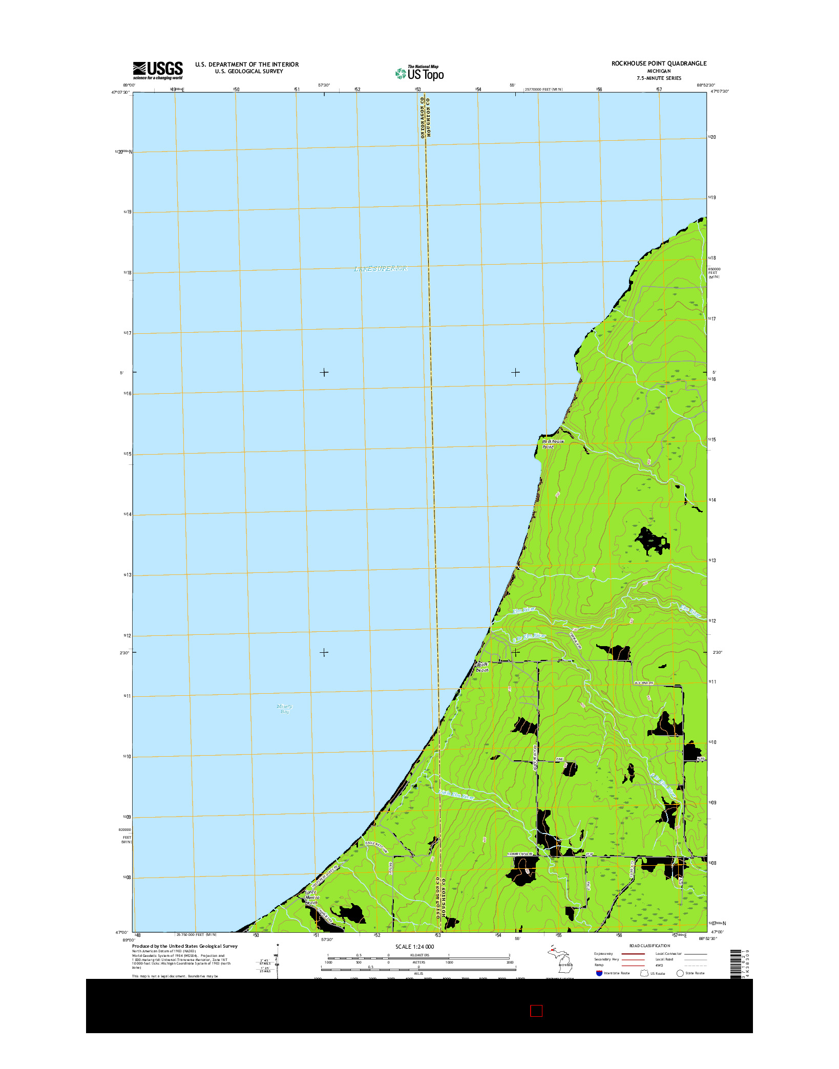 USGS US TOPO 7.5-MINUTE MAP FOR ROCKHOUSE POINT, MI 2017