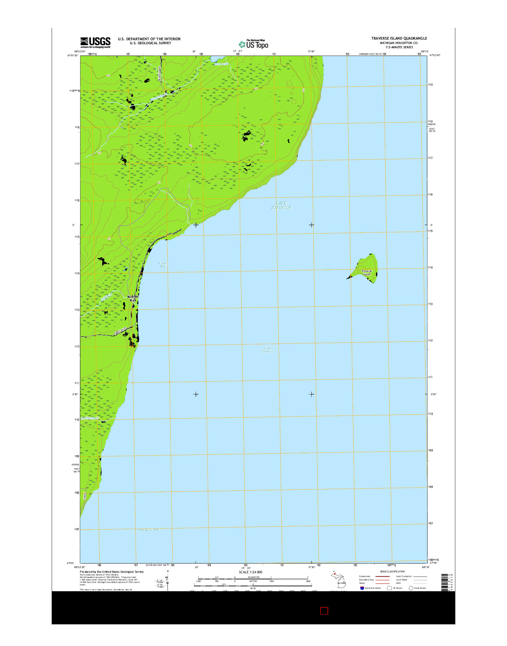 USGS US TOPO 7.5-MINUTE MAP FOR TRAVERSE ISLAND, MI 2017