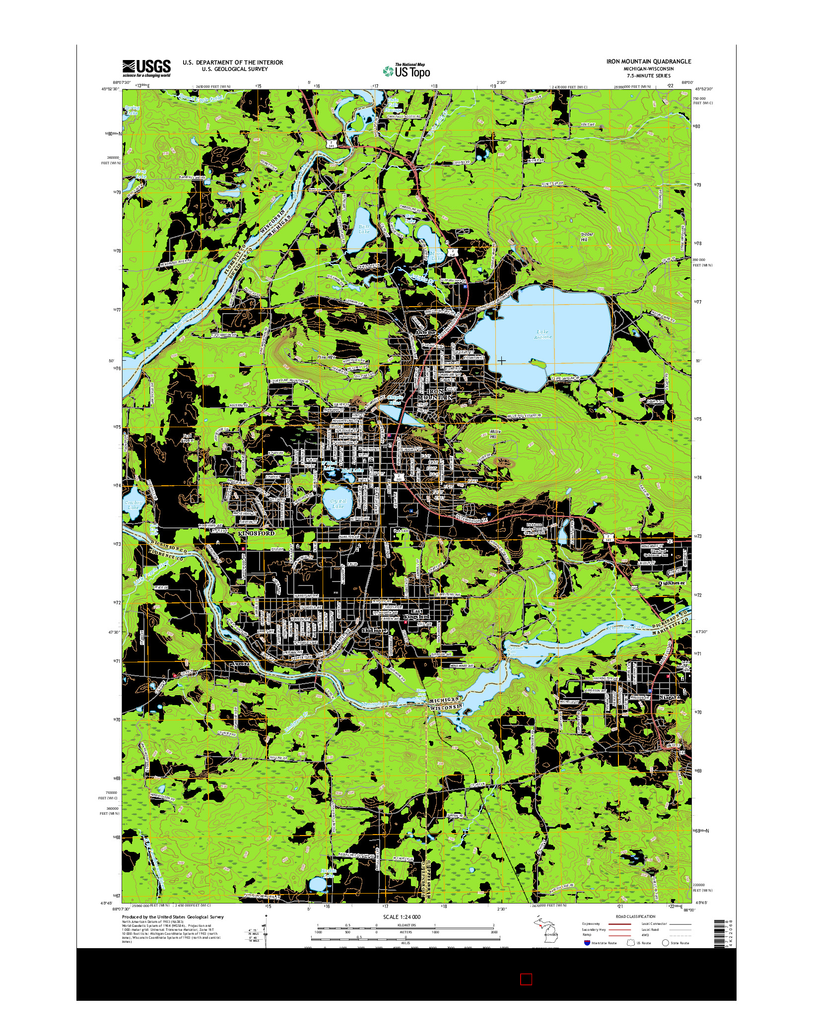 USGS US TOPO 7.5-MINUTE MAP FOR IRON MOUNTAIN, MI-WI 2017