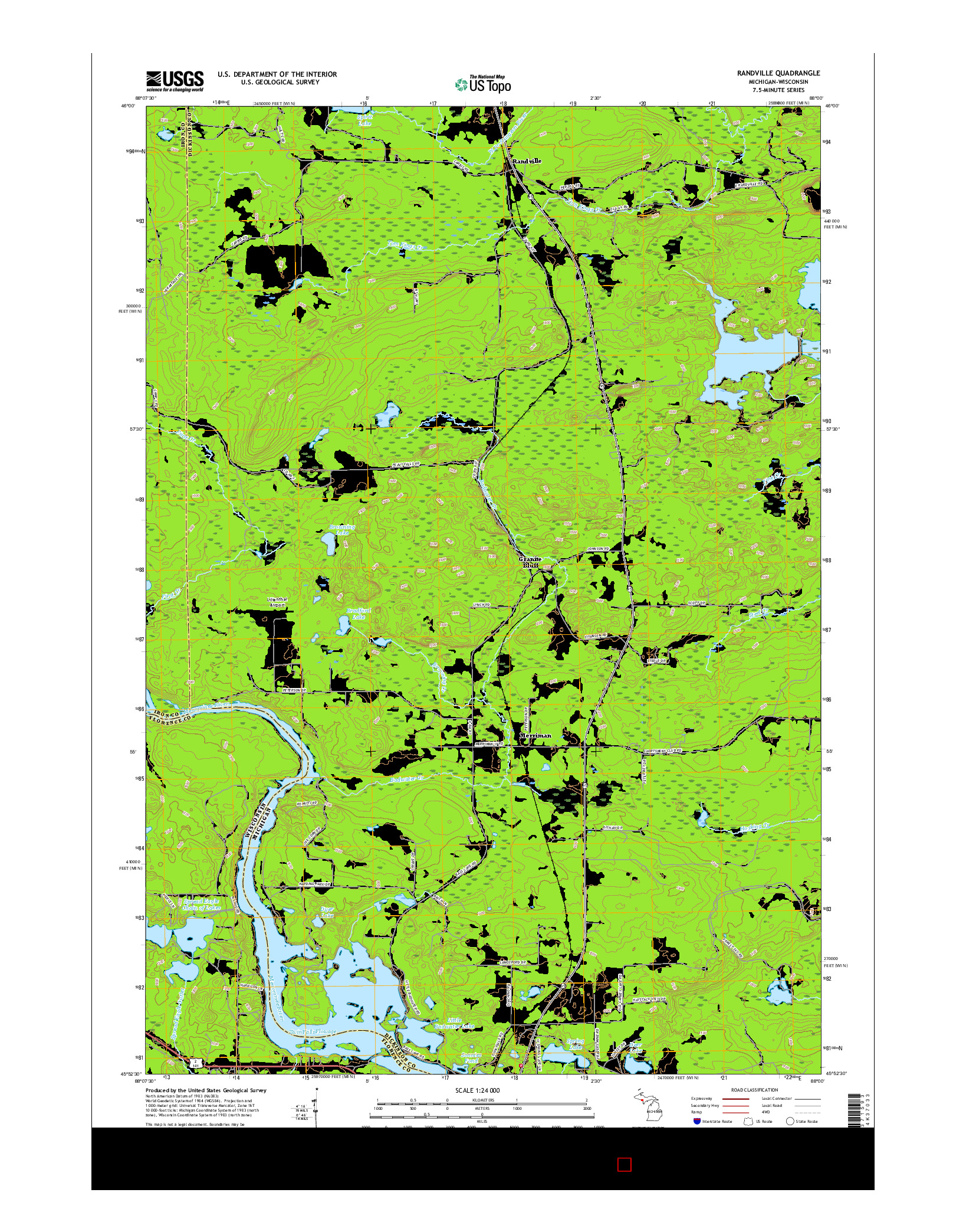 USGS US TOPO 7.5-MINUTE MAP FOR RANDVILLE, MI-WI 2017