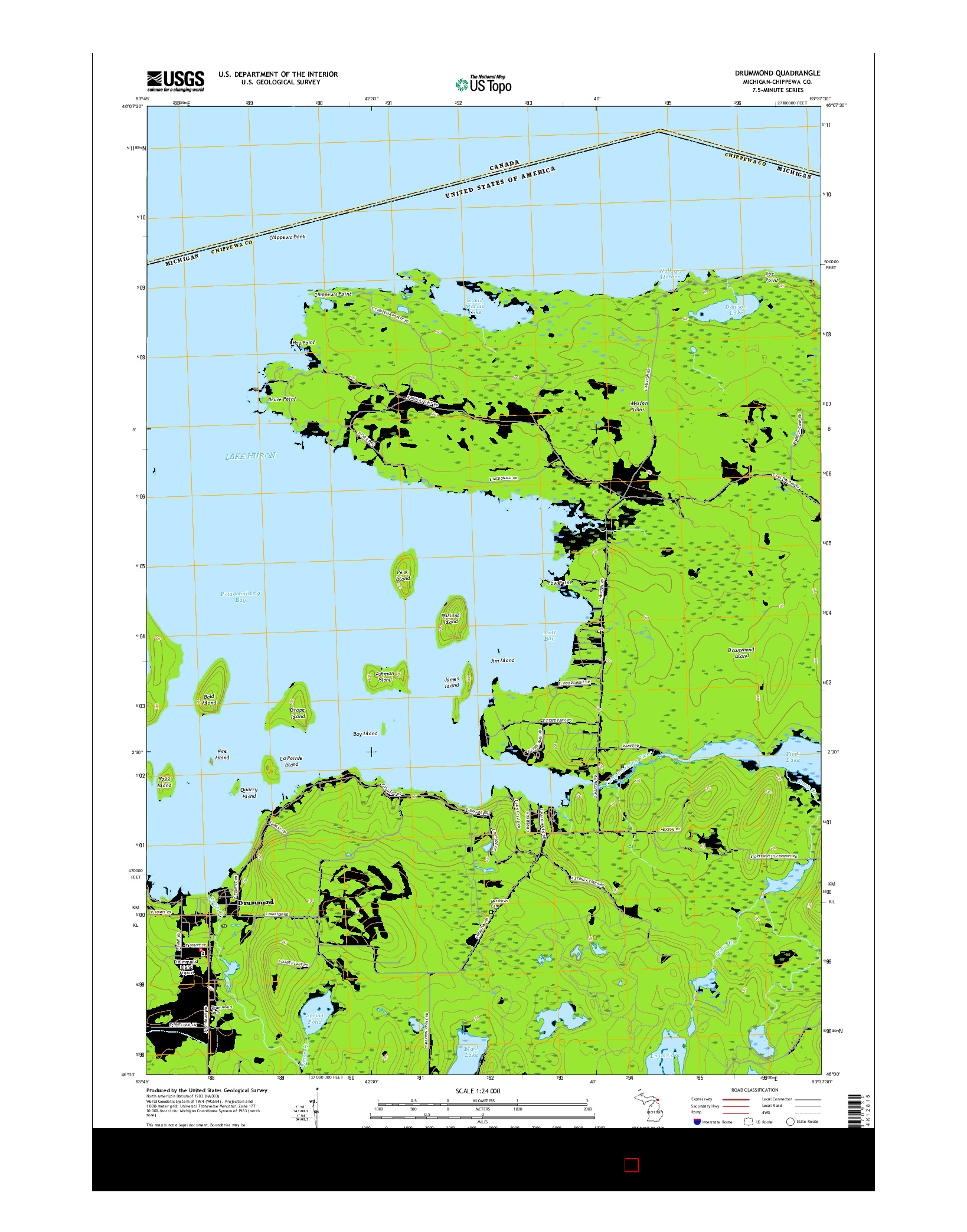 USGS US TOPO 7.5-MINUTE MAP FOR DRUMMOND, MI 2017