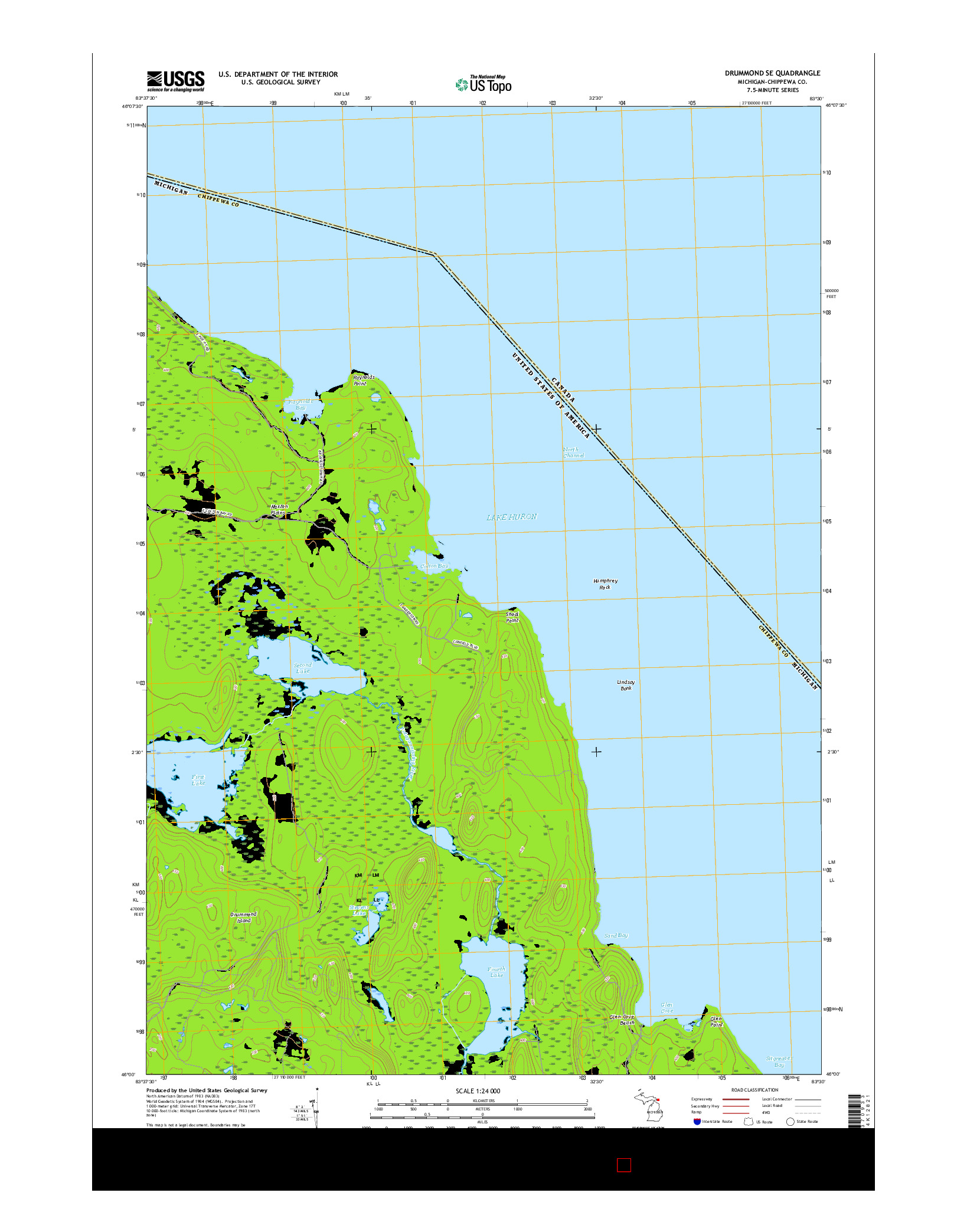 USGS US TOPO 7.5-MINUTE MAP FOR DRUMMOND SE, MI 2017