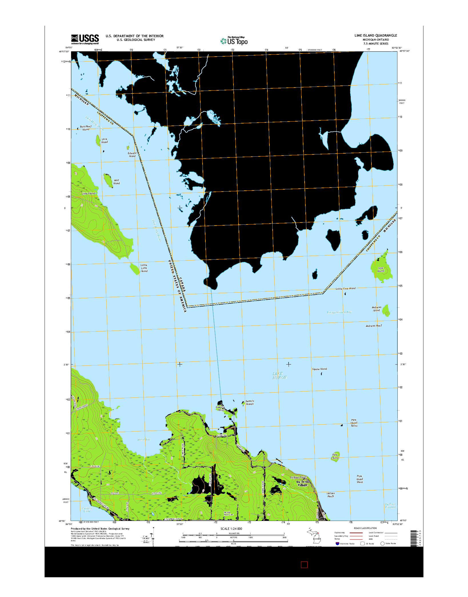 USGS US TOPO 7.5-MINUTE MAP FOR LIME ISLAND, MI-ON 2017