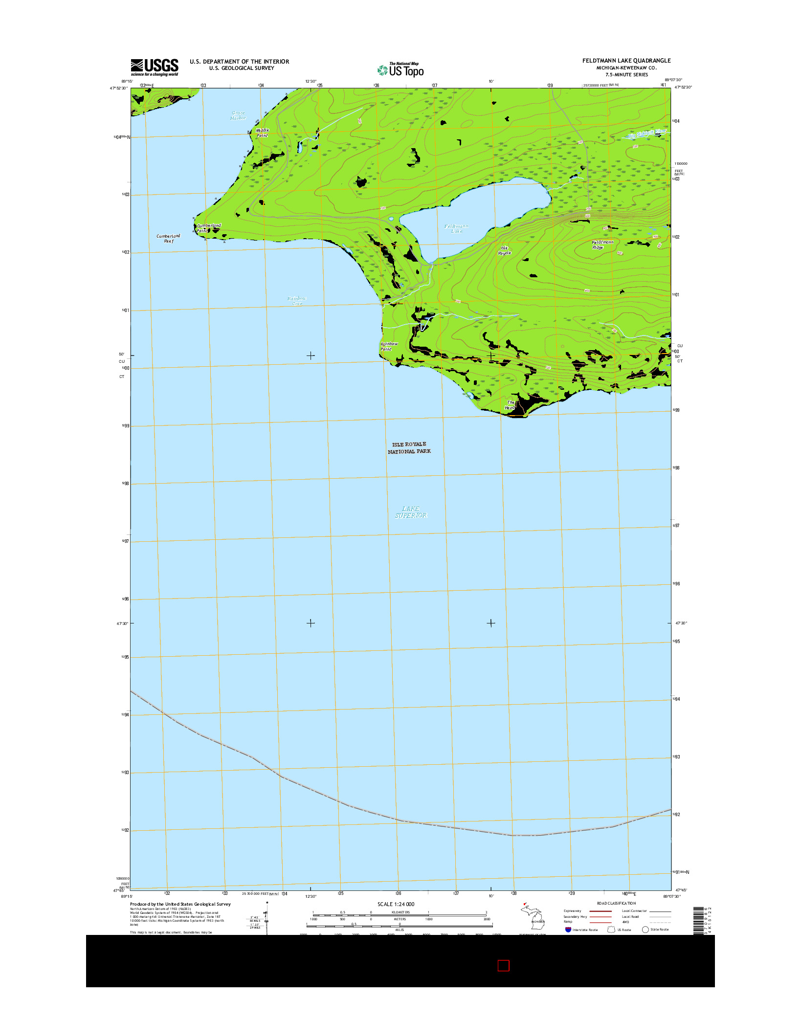 USGS US TOPO 7.5-MINUTE MAP FOR FELDTMANN LAKE, MI 2017