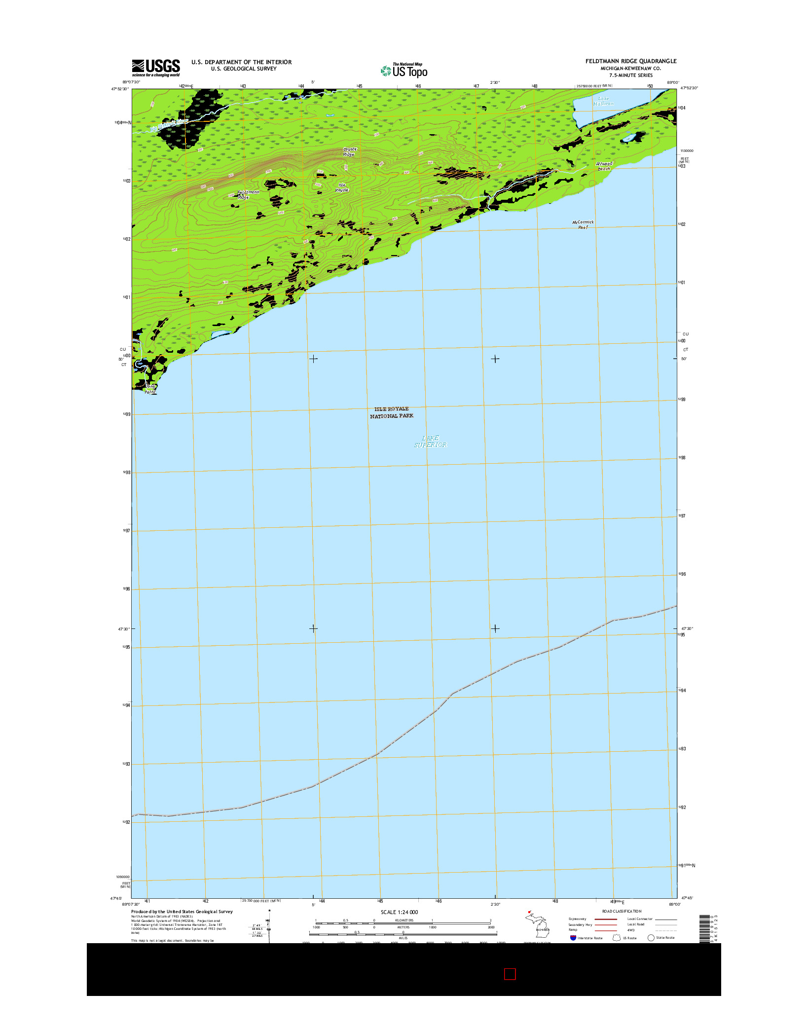 USGS US TOPO 7.5-MINUTE MAP FOR FELDTMANN RIDGE, MI 2017
