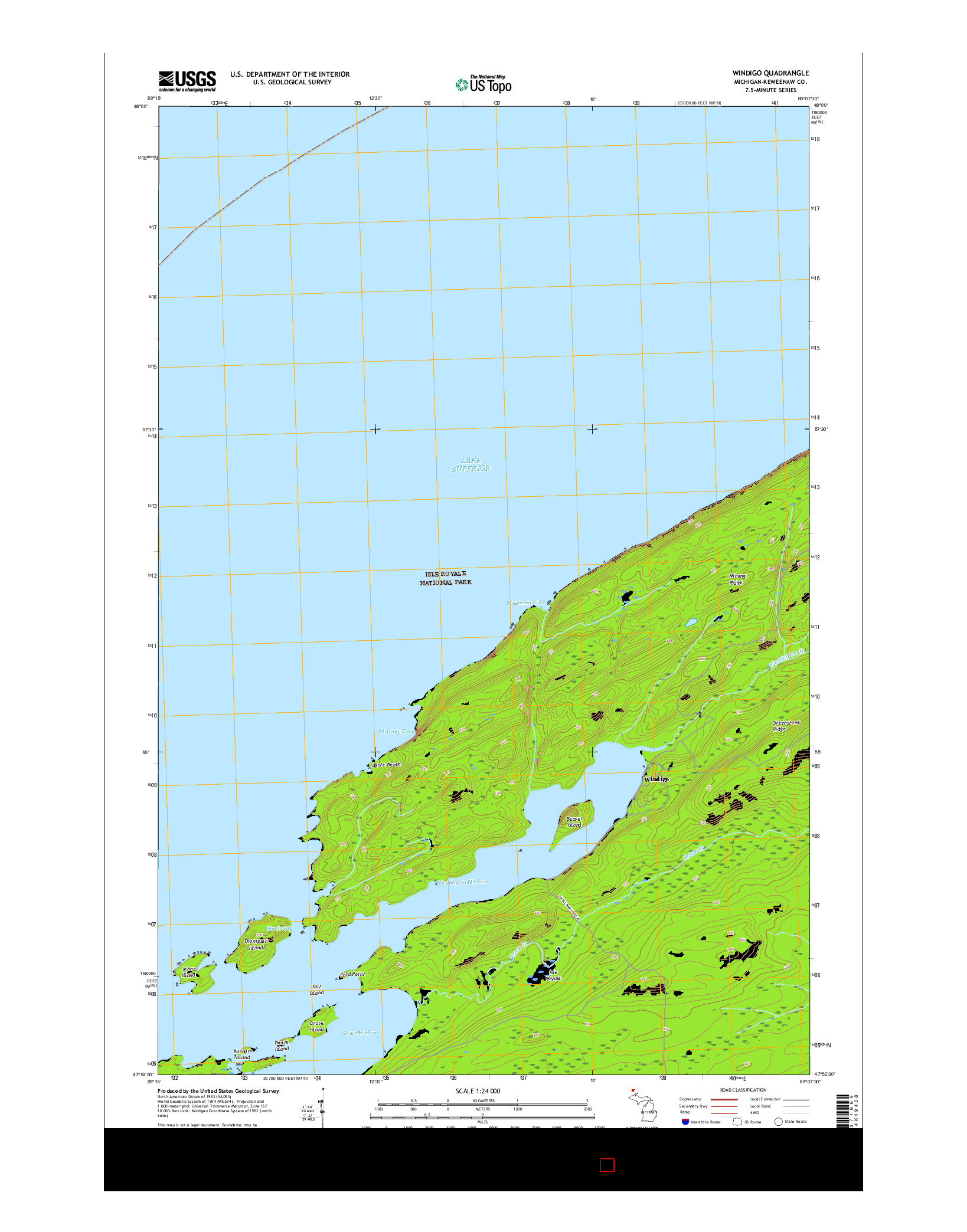 USGS US TOPO 7.5-MINUTE MAP FOR WINDIGO, MI 2017