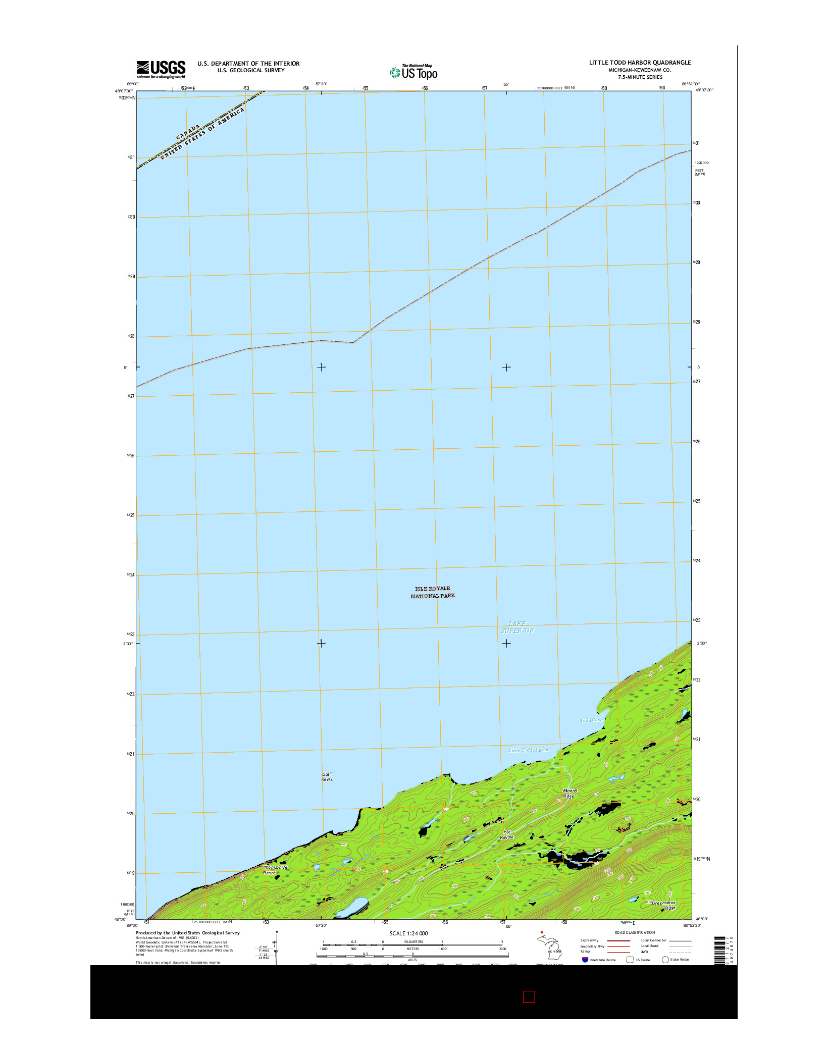 USGS US TOPO 7.5-MINUTE MAP FOR LITTLE TODD HARBOR, MI 2017