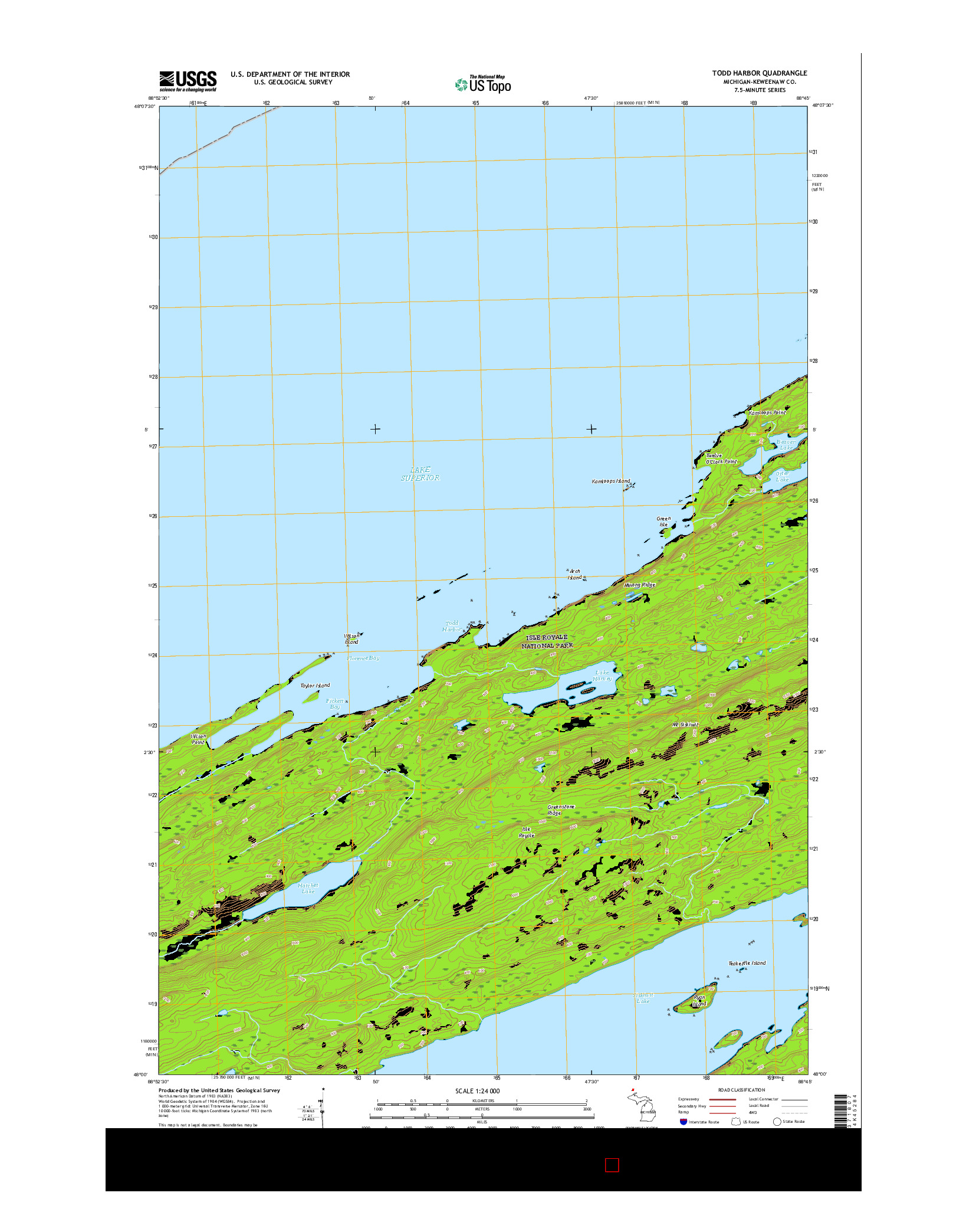 USGS US TOPO 7.5-MINUTE MAP FOR TODD HARBOR, MI 2017