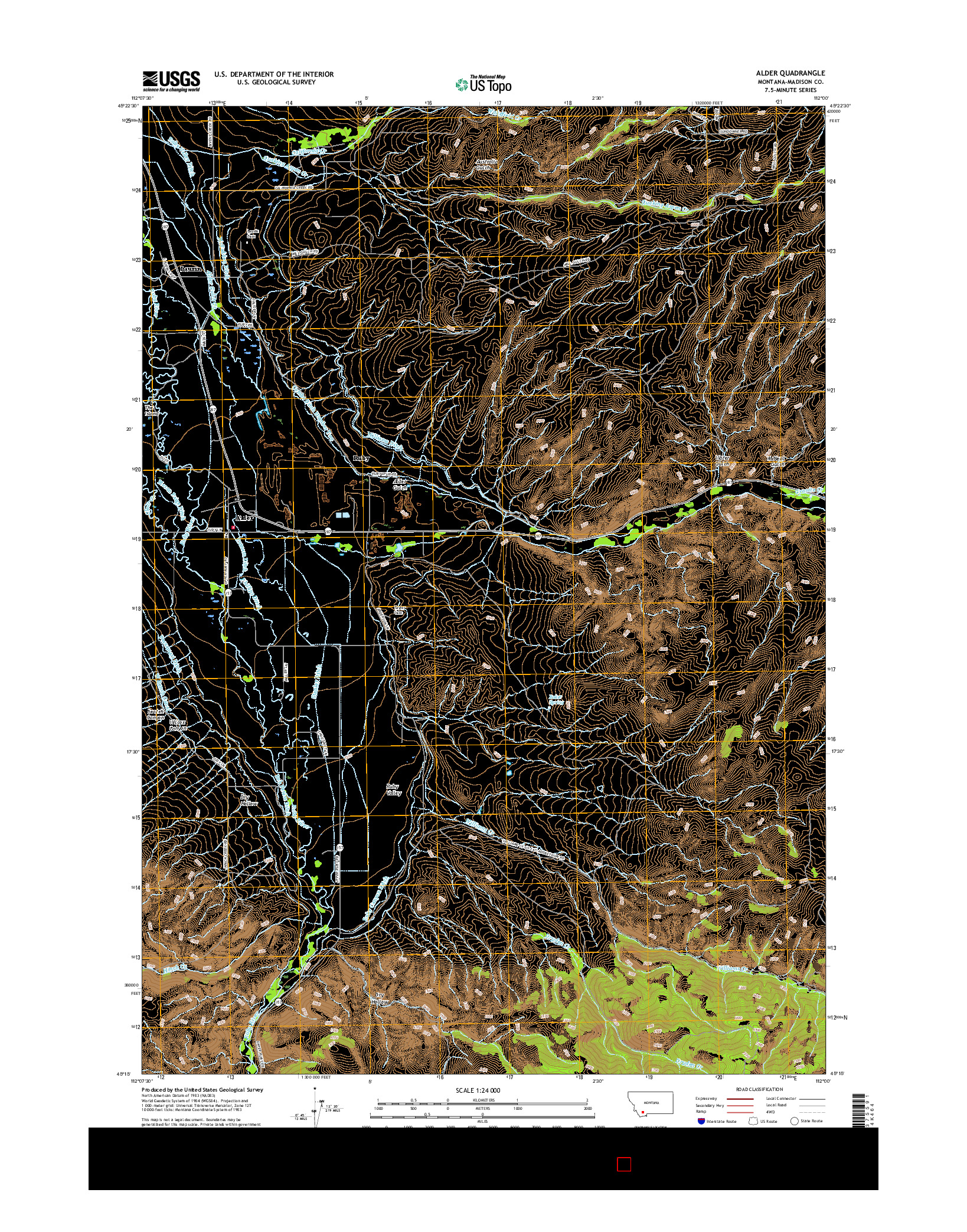 USGS US TOPO 7.5-MINUTE MAP FOR ALDER, MT 2017