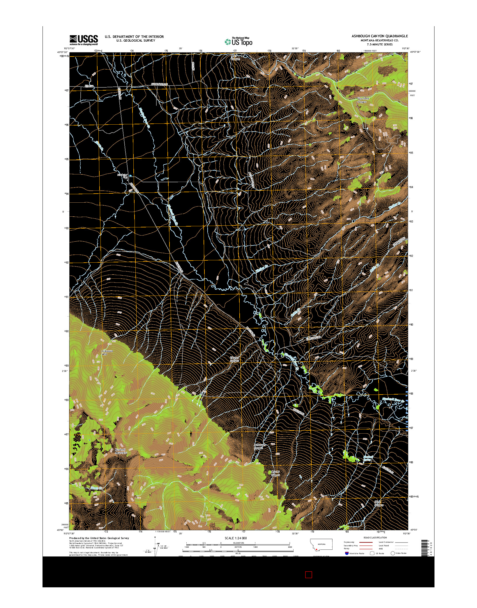 USGS US TOPO 7.5-MINUTE MAP FOR ASHBOUGH CANYON, MT 2017