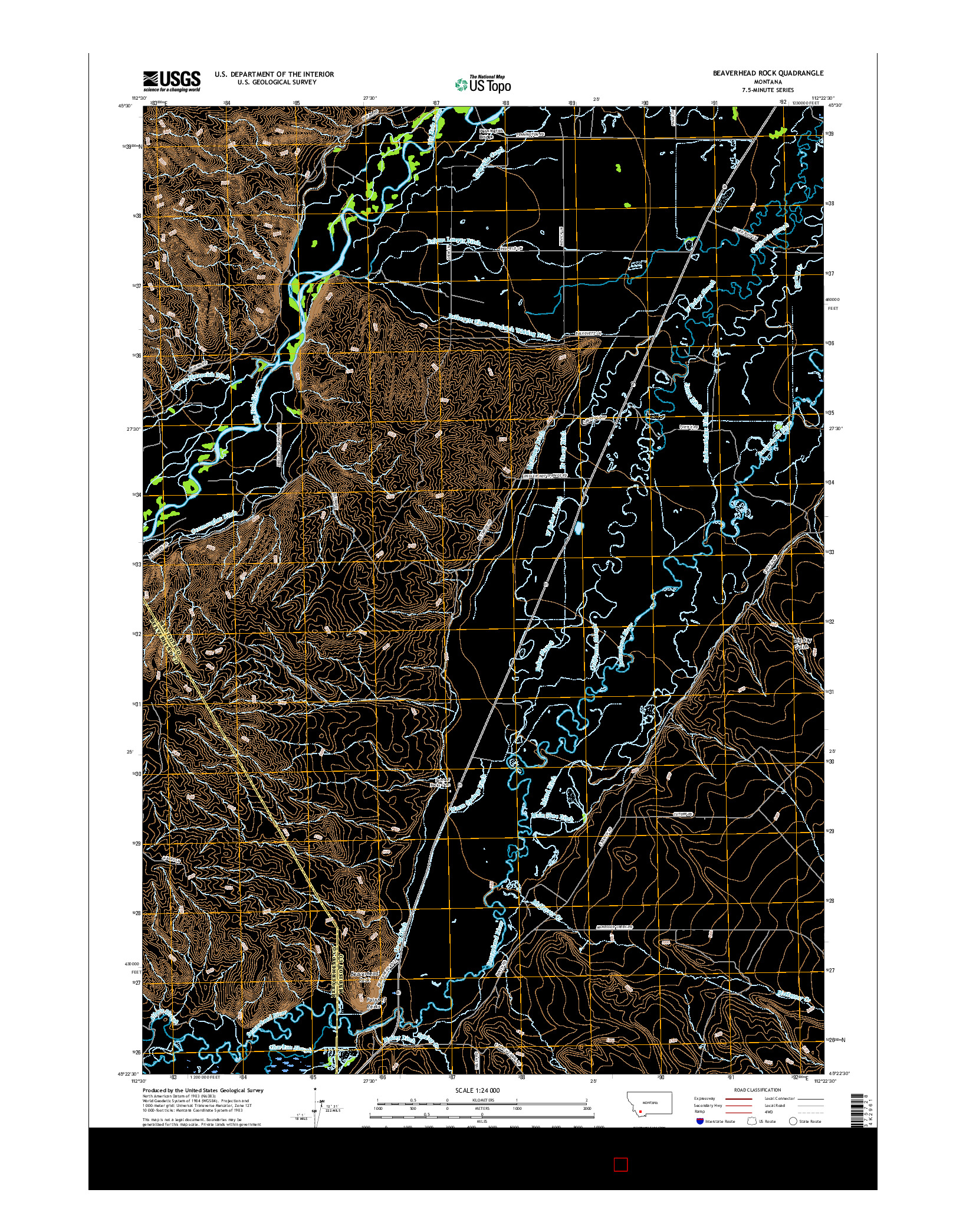 USGS US TOPO 7.5-MINUTE MAP FOR BEAVERHEAD ROCK, MT 2017