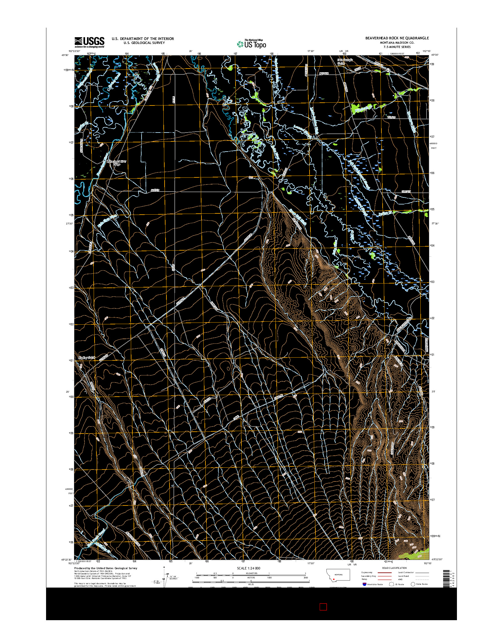 USGS US TOPO 7.5-MINUTE MAP FOR BEAVERHEAD ROCK NE, MT 2017