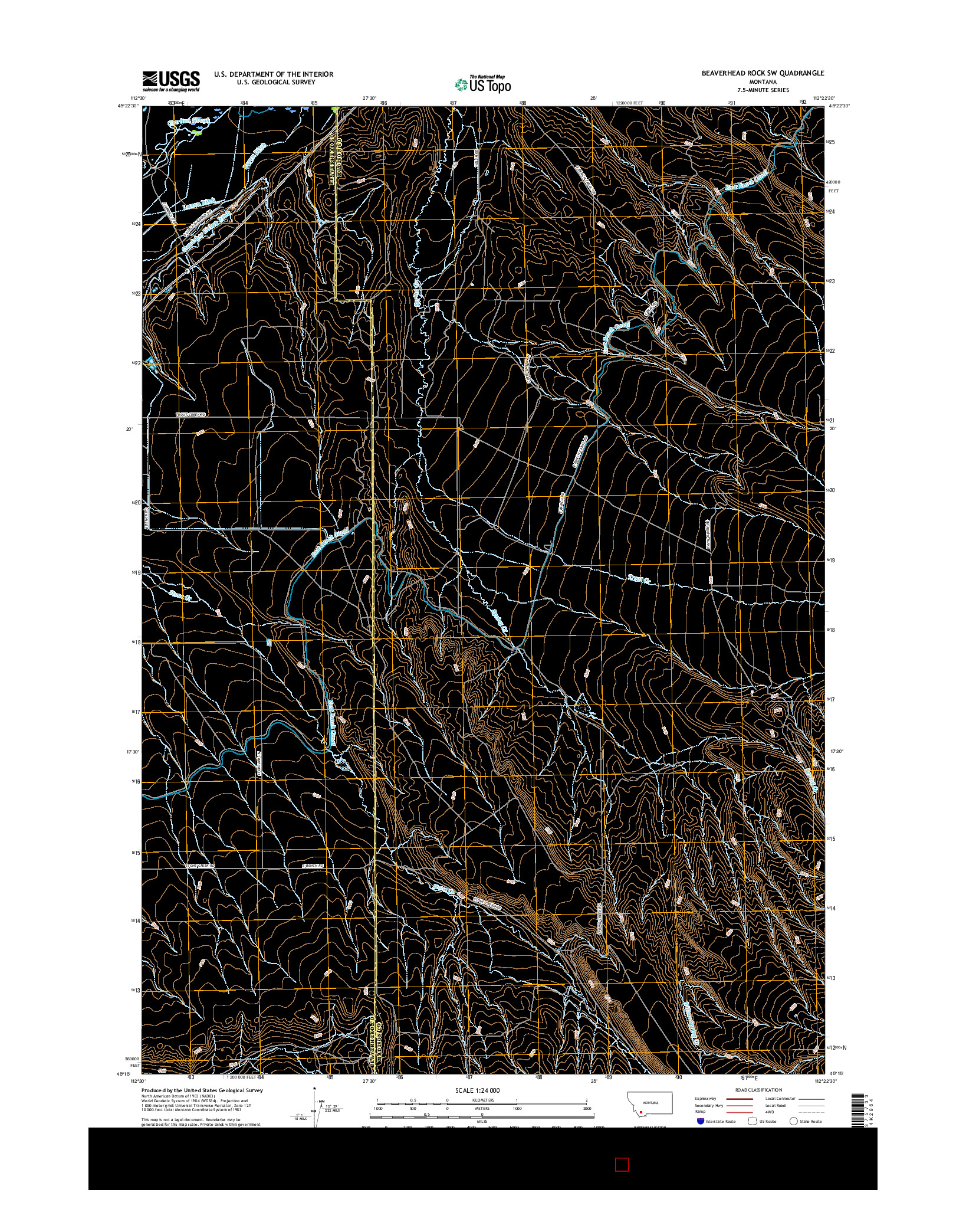 USGS US TOPO 7.5-MINUTE MAP FOR BEAVERHEAD ROCK SW, MT 2017