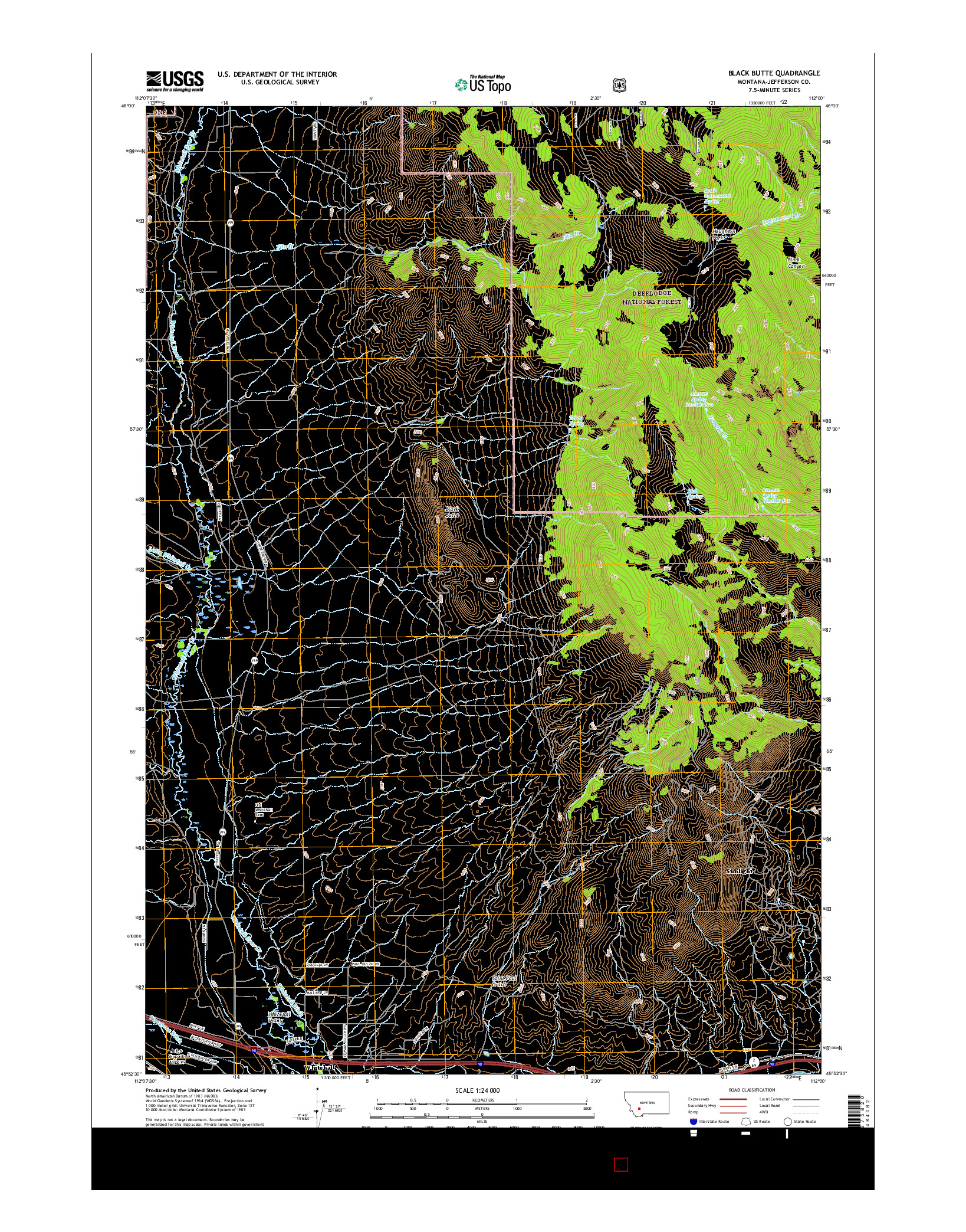 USGS US TOPO 7.5-MINUTE MAP FOR BLACK BUTTE, MT 2017
