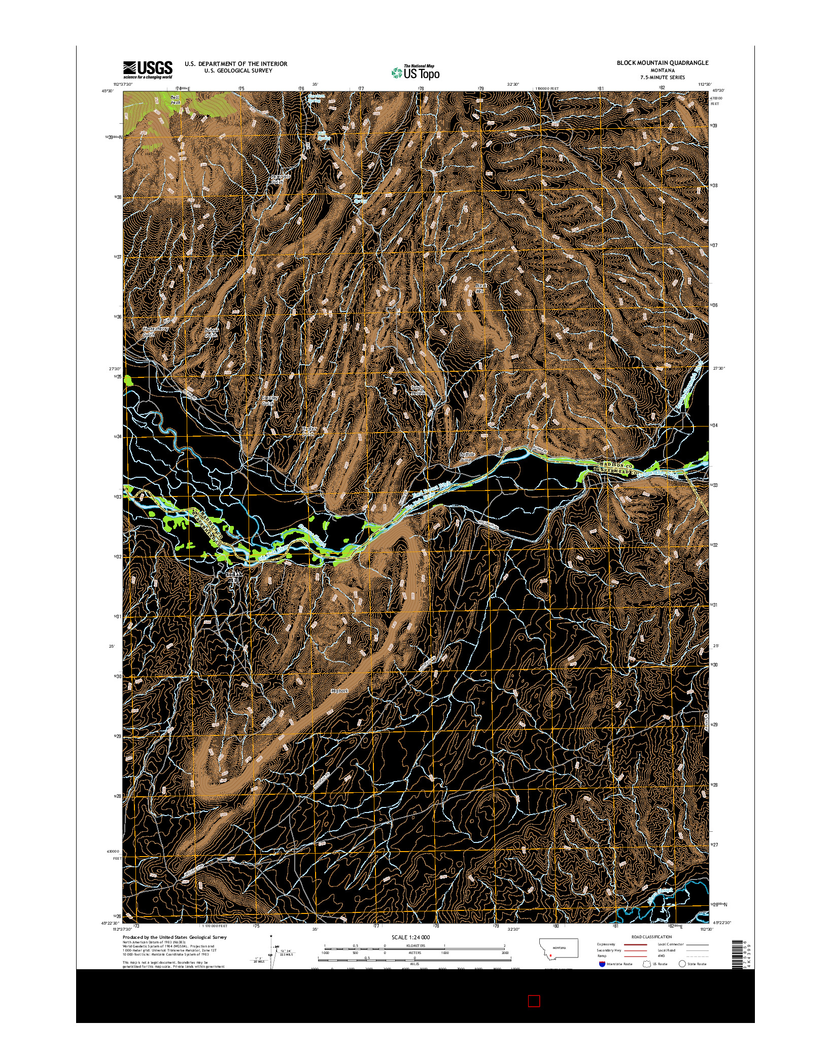 USGS US TOPO 7.5-MINUTE MAP FOR BLOCK MOUNTAIN, MT 2017