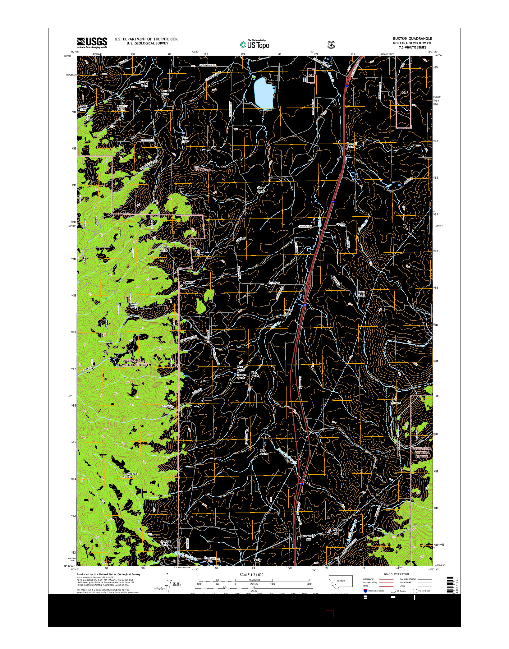 USGS US TOPO 7.5-MINUTE MAP FOR BUXTON, MT 2017
