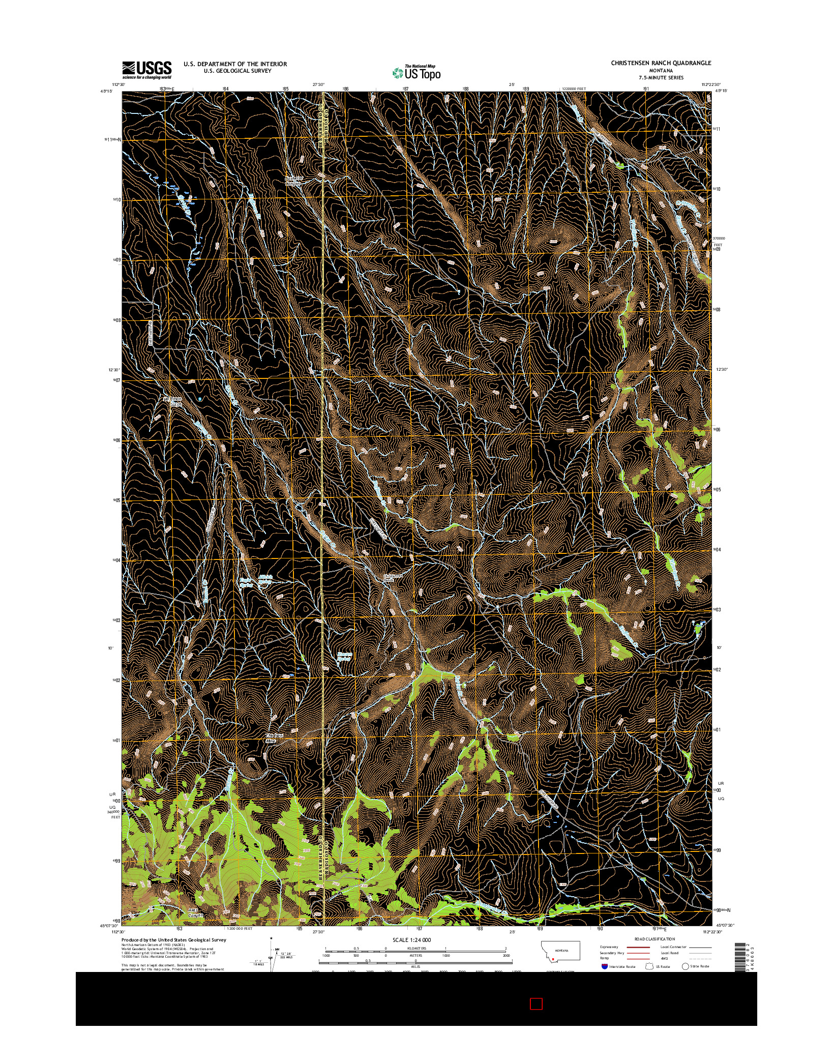 USGS US TOPO 7.5-MINUTE MAP FOR CHRISTENSEN RANCH, MT 2017