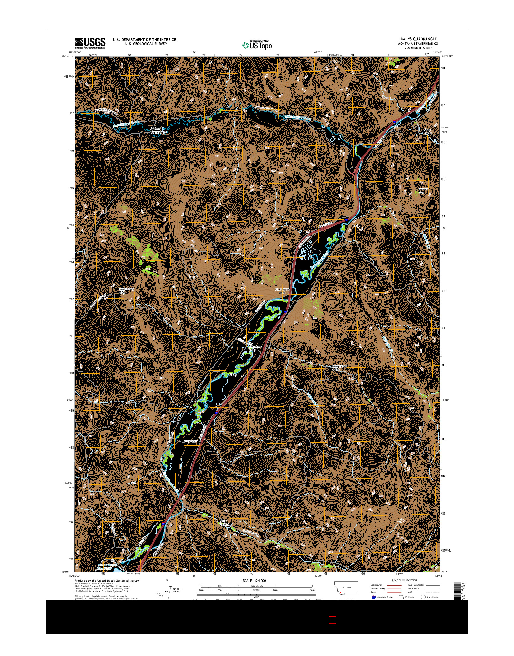 USGS US TOPO 7.5-MINUTE MAP FOR DALYS, MT 2017