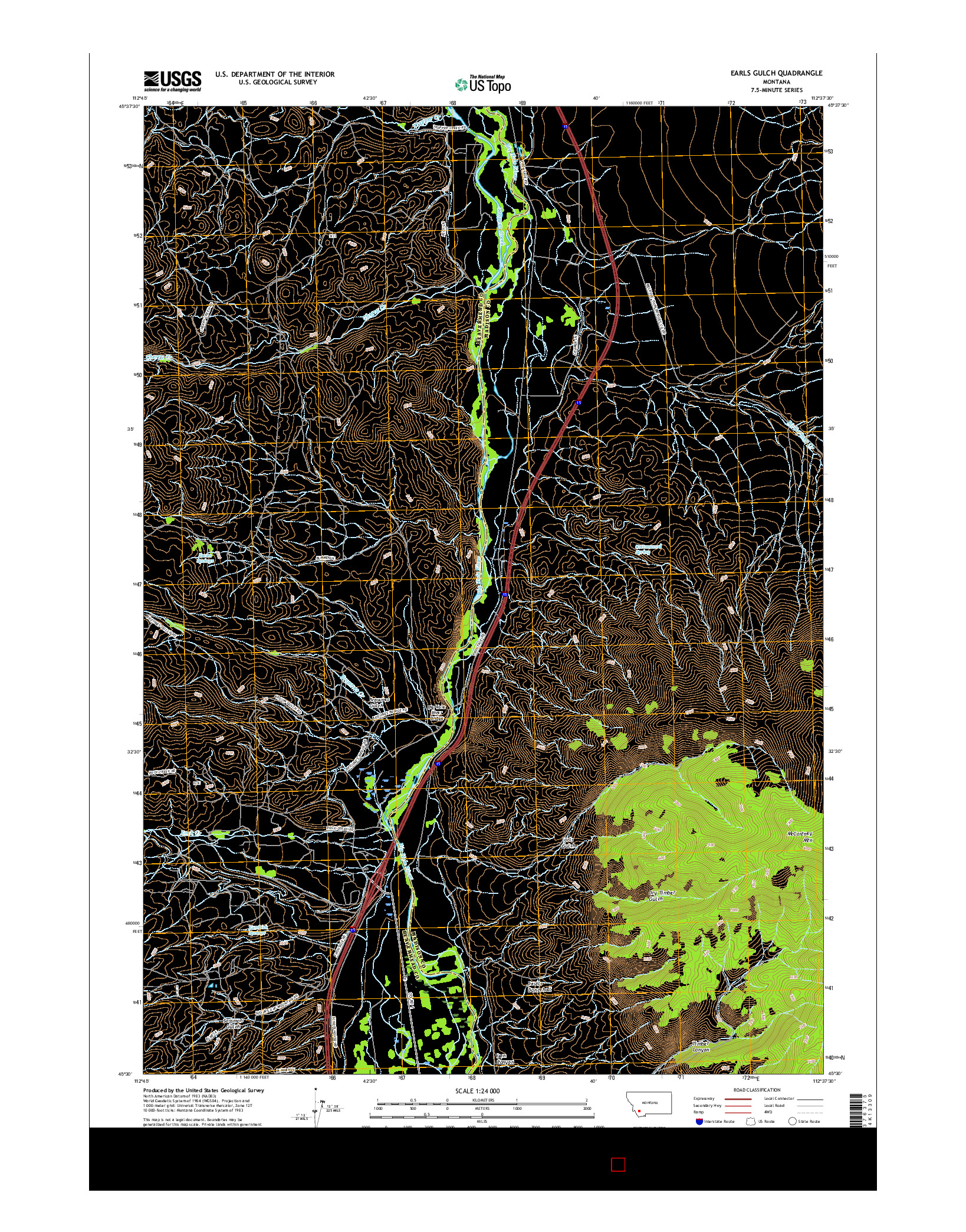 USGS US TOPO 7.5-MINUTE MAP FOR EARLS GULCH, MT 2017