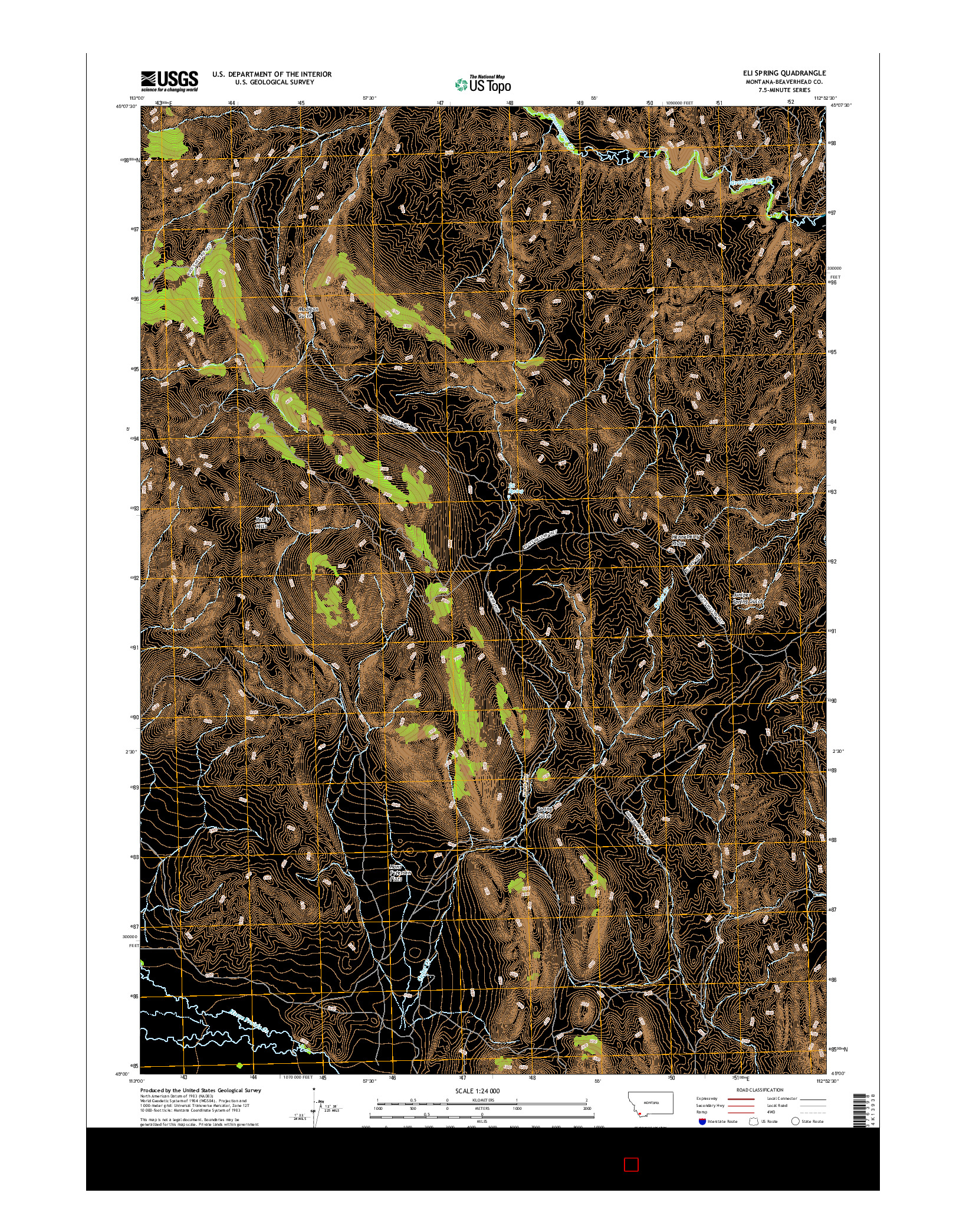 USGS US TOPO 7.5-MINUTE MAP FOR ELI SPRING, MT 2017