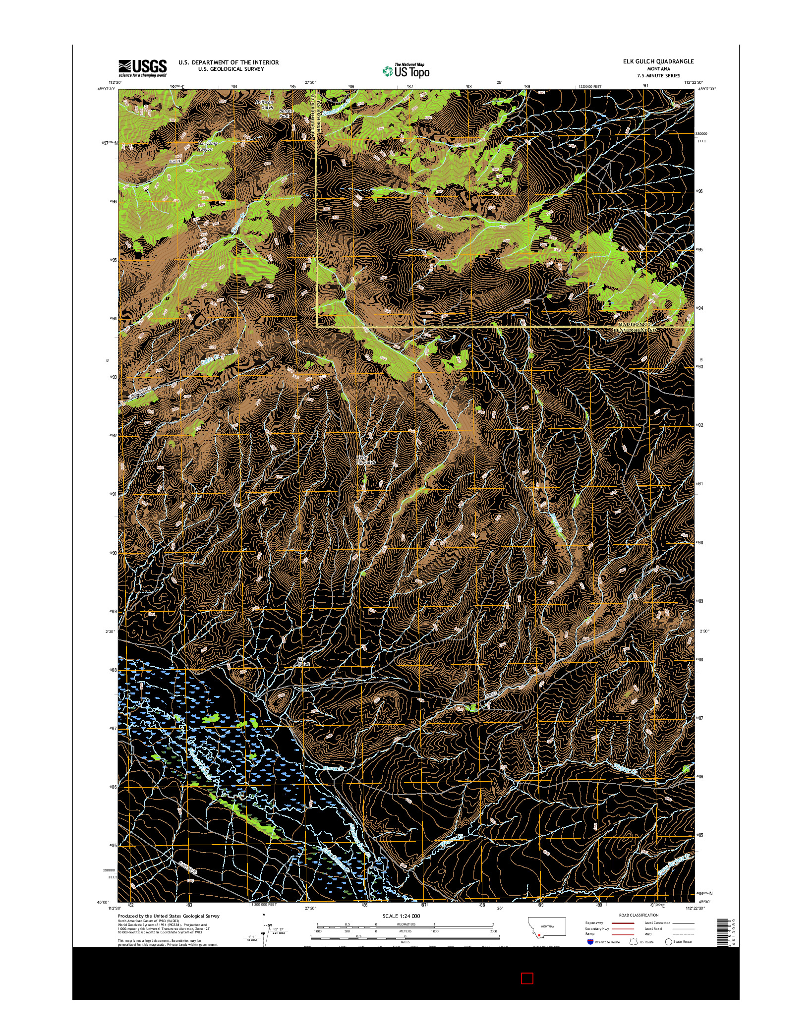 USGS US TOPO 7.5-MINUTE MAP FOR ELK GULCH, MT 2017