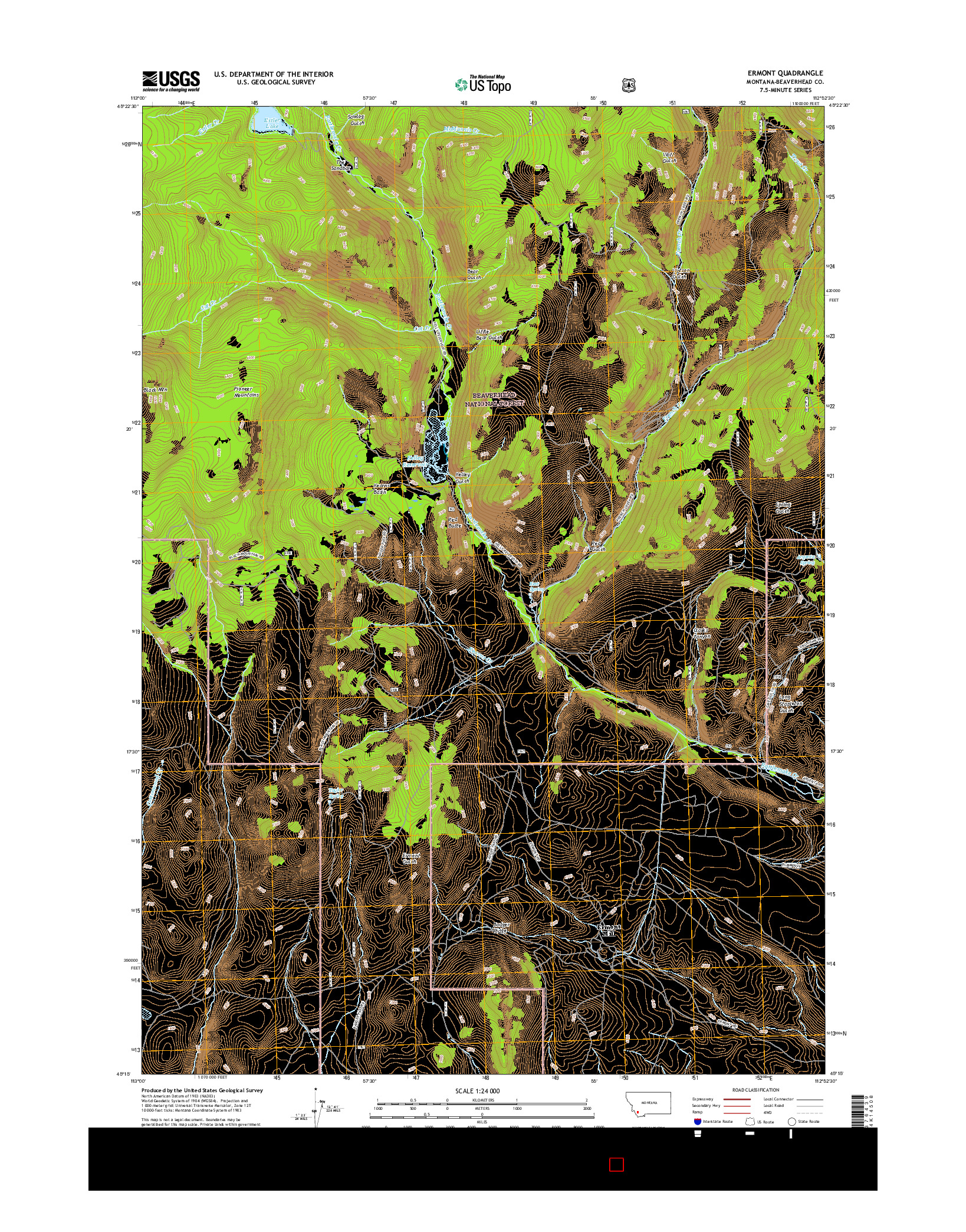 USGS US TOPO 7.5-MINUTE MAP FOR ERMONT, MT 2017