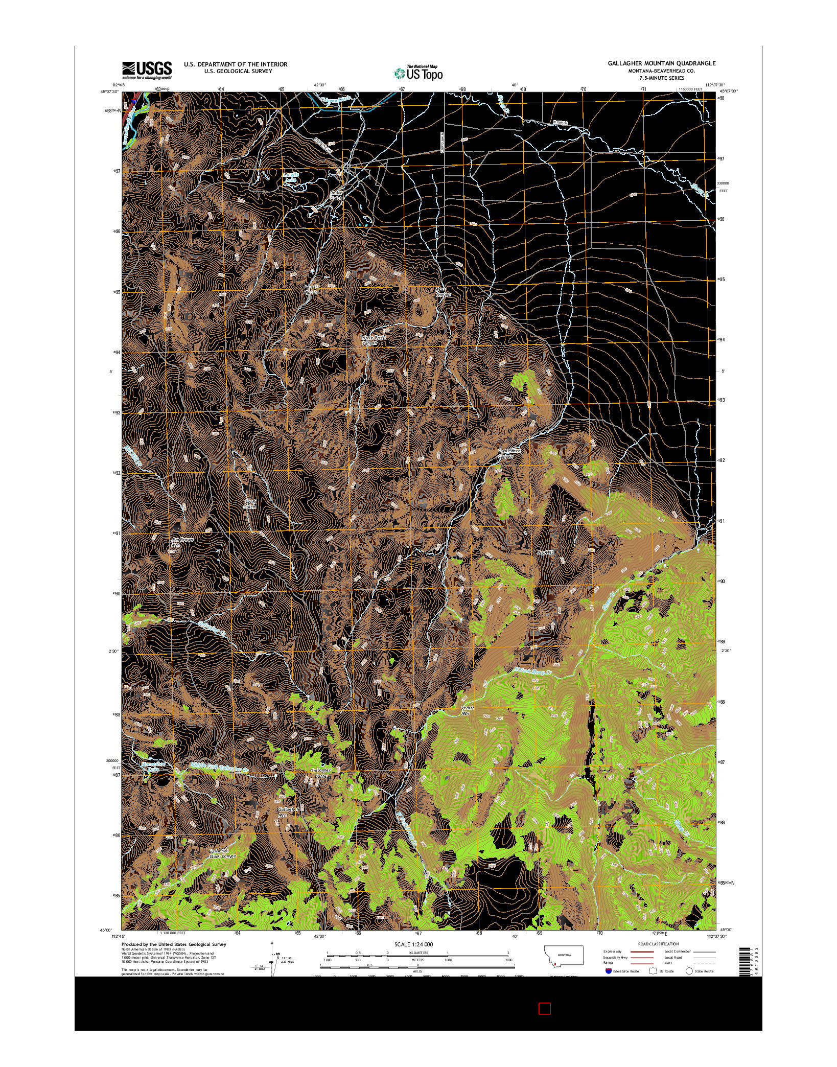 USGS US TOPO 7.5-MINUTE MAP FOR GALLAGHER MOUNTAIN, MT 2017