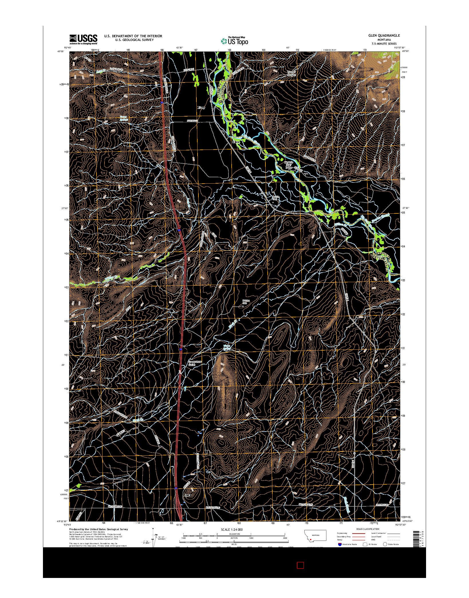 USGS US TOPO 7.5-MINUTE MAP FOR GLEN, MT 2017