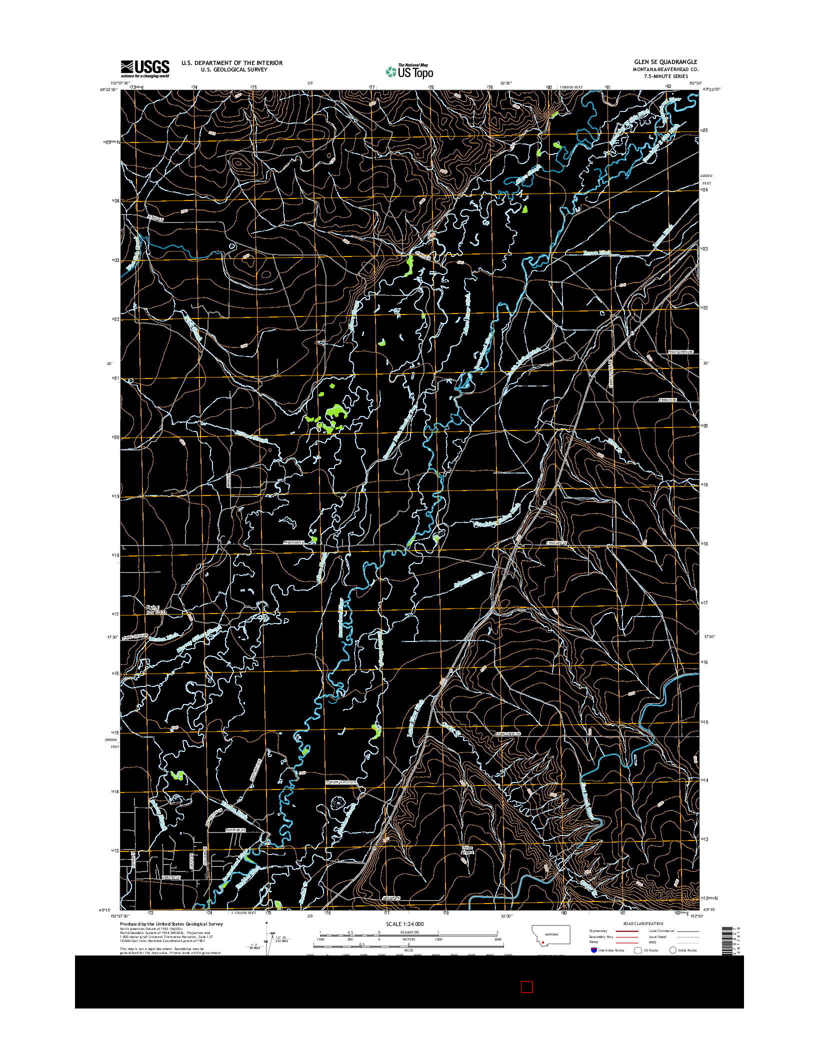 USGS US TOPO 7.5-MINUTE MAP FOR GLEN SE, MT 2017