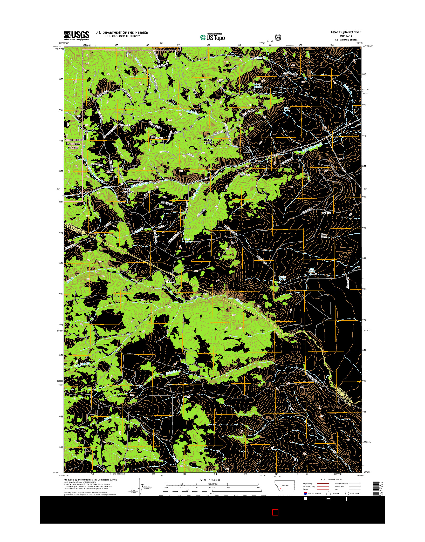 USGS US TOPO 7.5-MINUTE MAP FOR GRACE, MT 2017