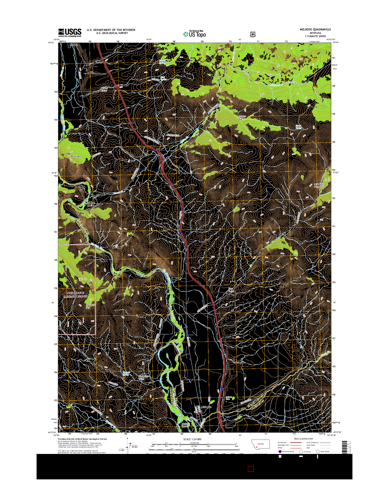 USGS US TOPO 7.5-MINUTE MAP FOR MELROSE, MT 2017