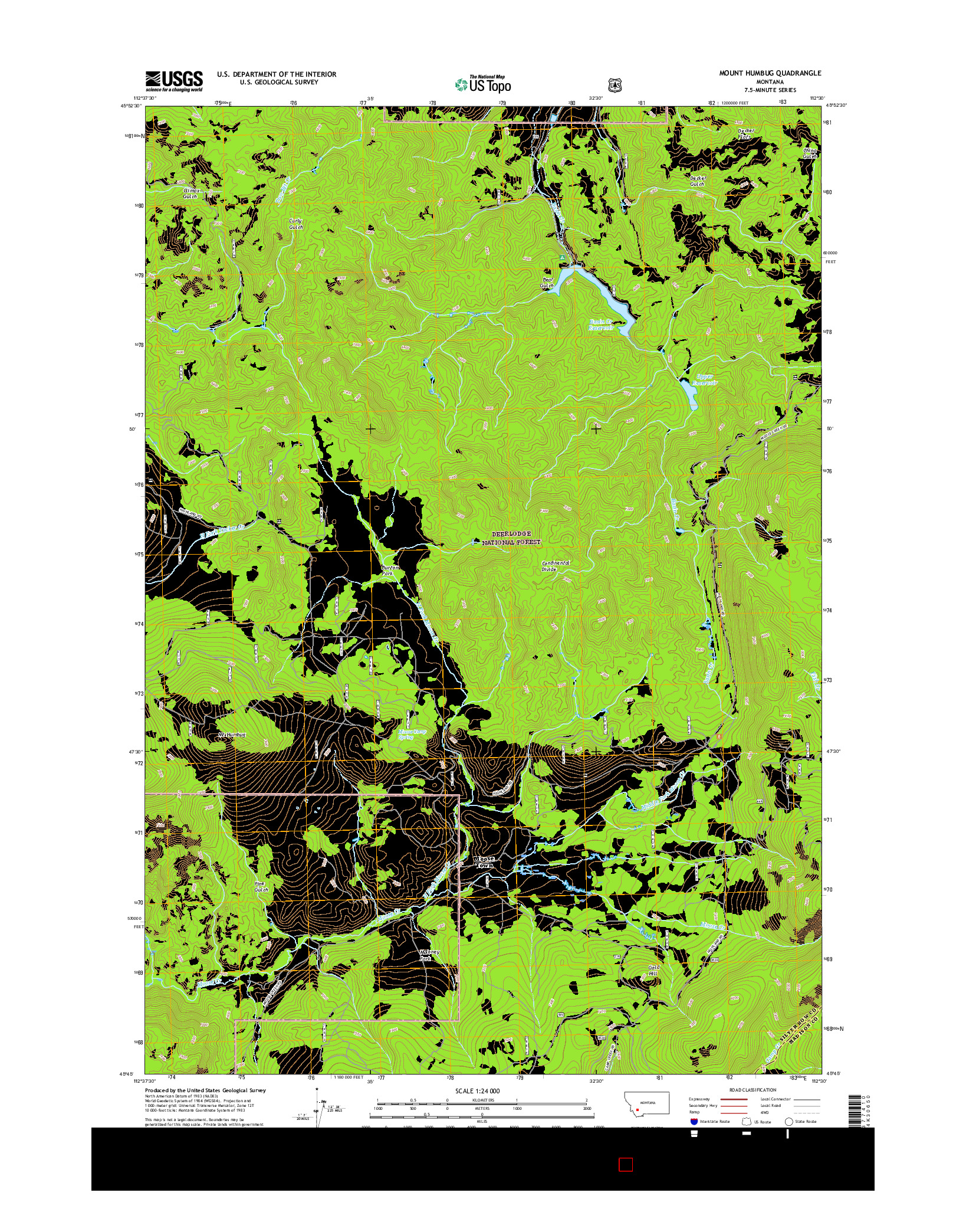 USGS US TOPO 7.5-MINUTE MAP FOR MOUNT HUMBUG, MT 2017