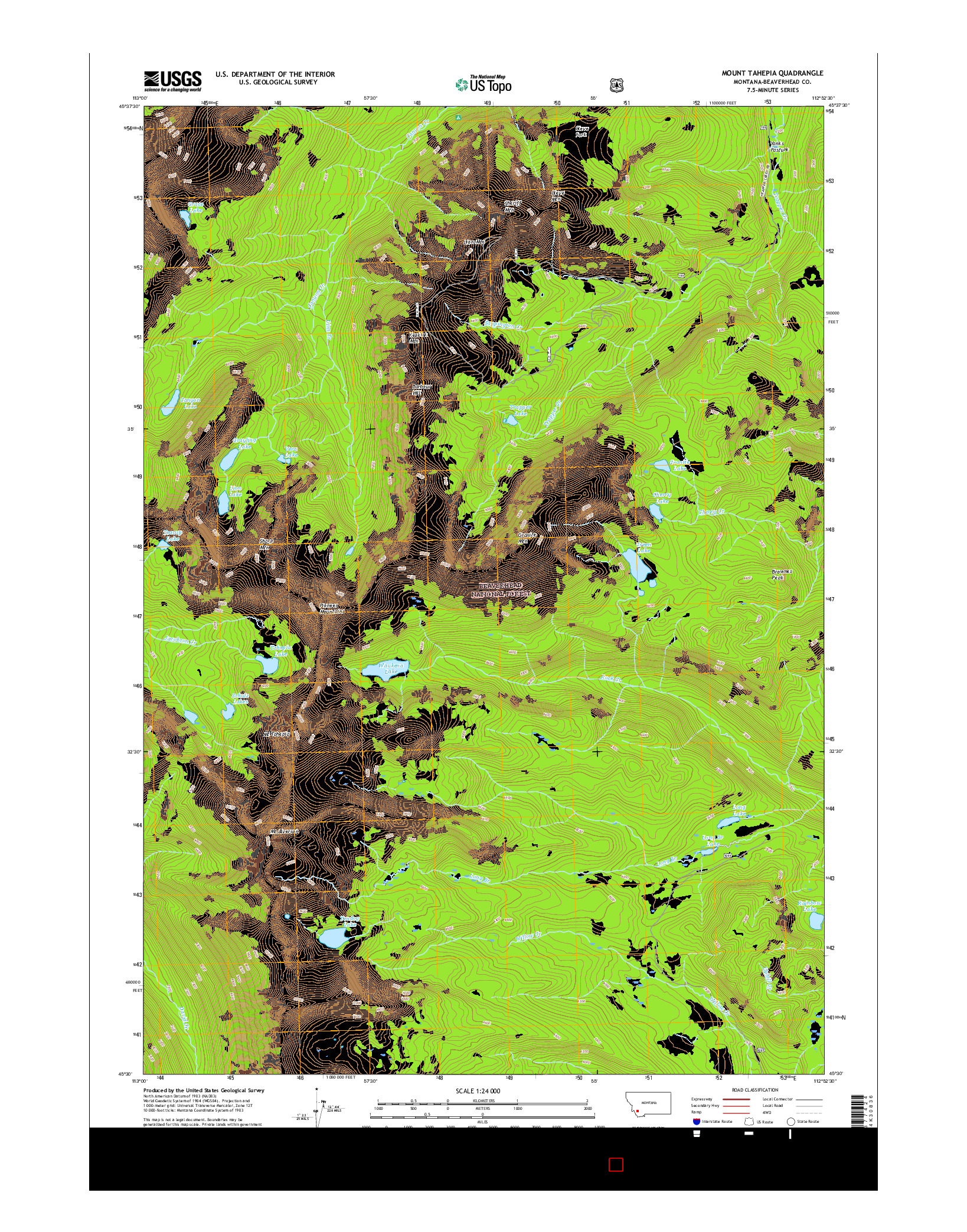 USGS US TOPO 7.5-MINUTE MAP FOR MOUNT TAHEPIA, MT 2017