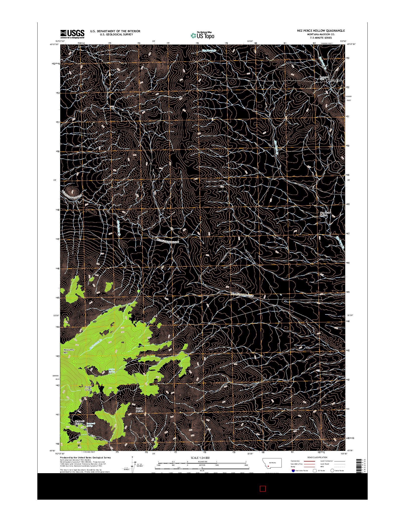 USGS US TOPO 7.5-MINUTE MAP FOR NEZ PERCE HOLLOW, MT 2017