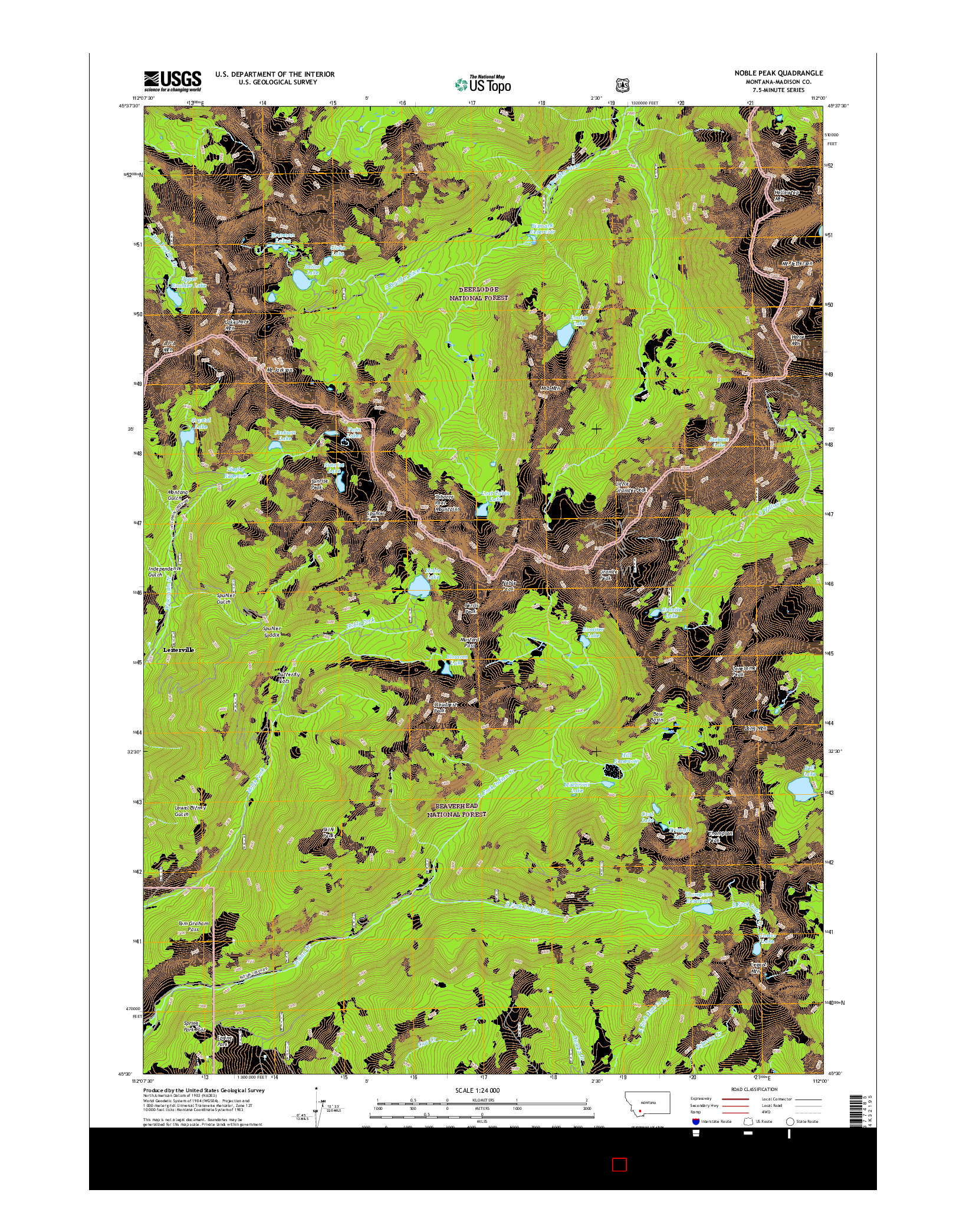 USGS US TOPO 7.5-MINUTE MAP FOR NOBLE PEAK, MT 2017