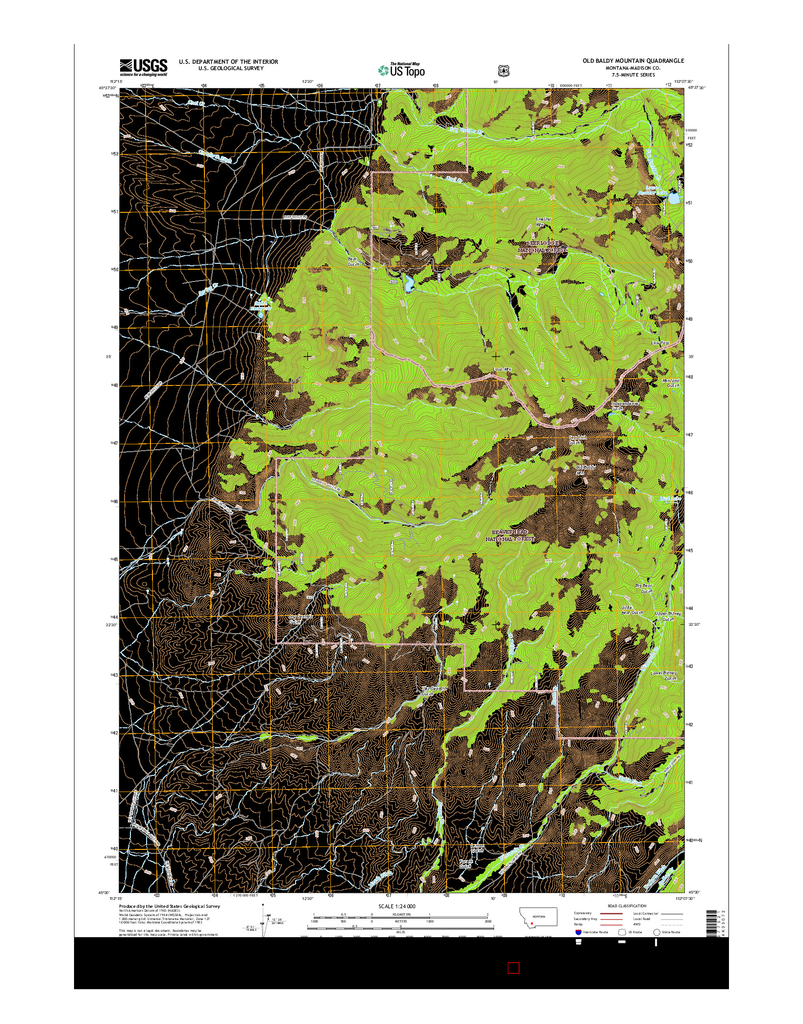 USGS US TOPO 7.5-MINUTE MAP FOR OLD BALDY MOUNTAIN, MT 2017