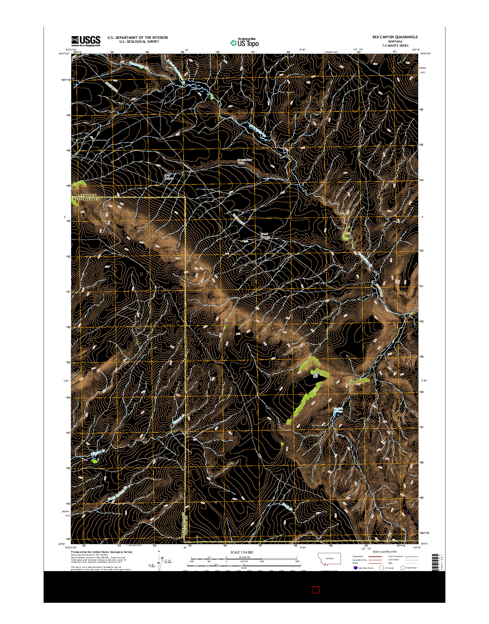 USGS US TOPO 7.5-MINUTE MAP FOR RED CANYON, MT 2017