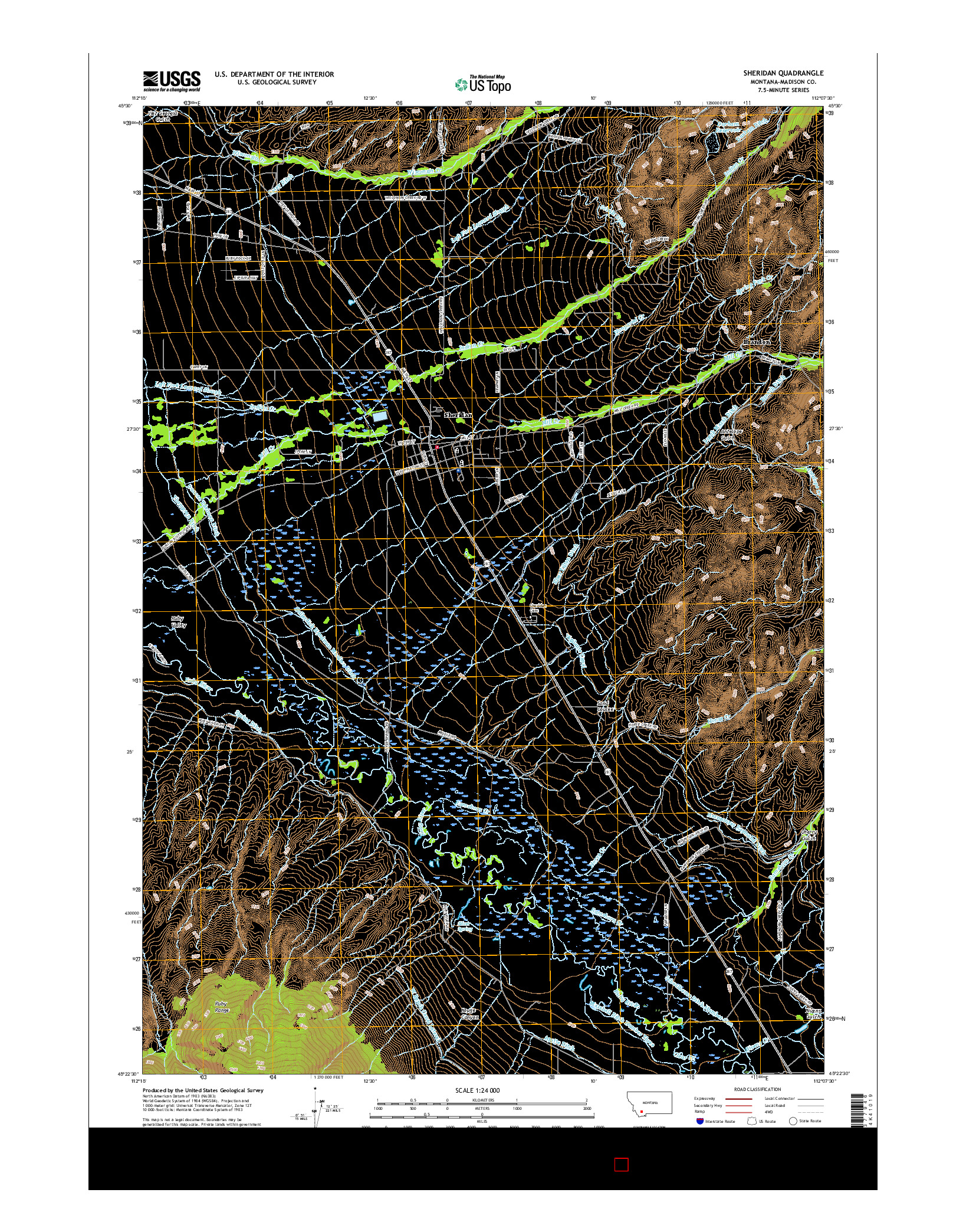 USGS US TOPO 7.5-MINUTE MAP FOR SHERIDAN, MT 2017