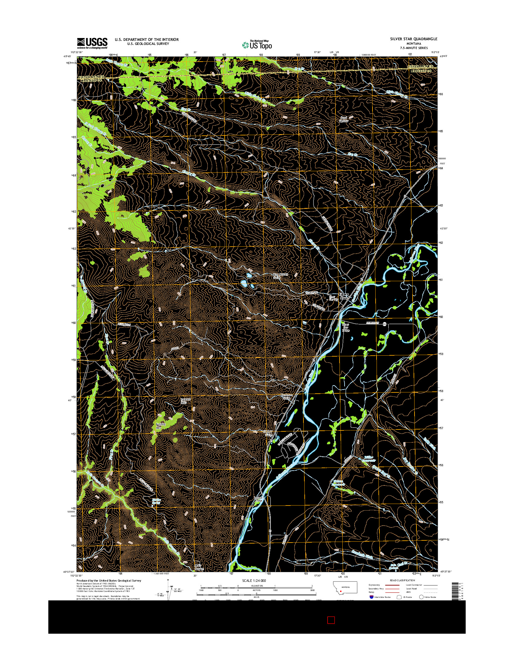 USGS US TOPO 7.5-MINUTE MAP FOR SILVER STAR, MT 2017