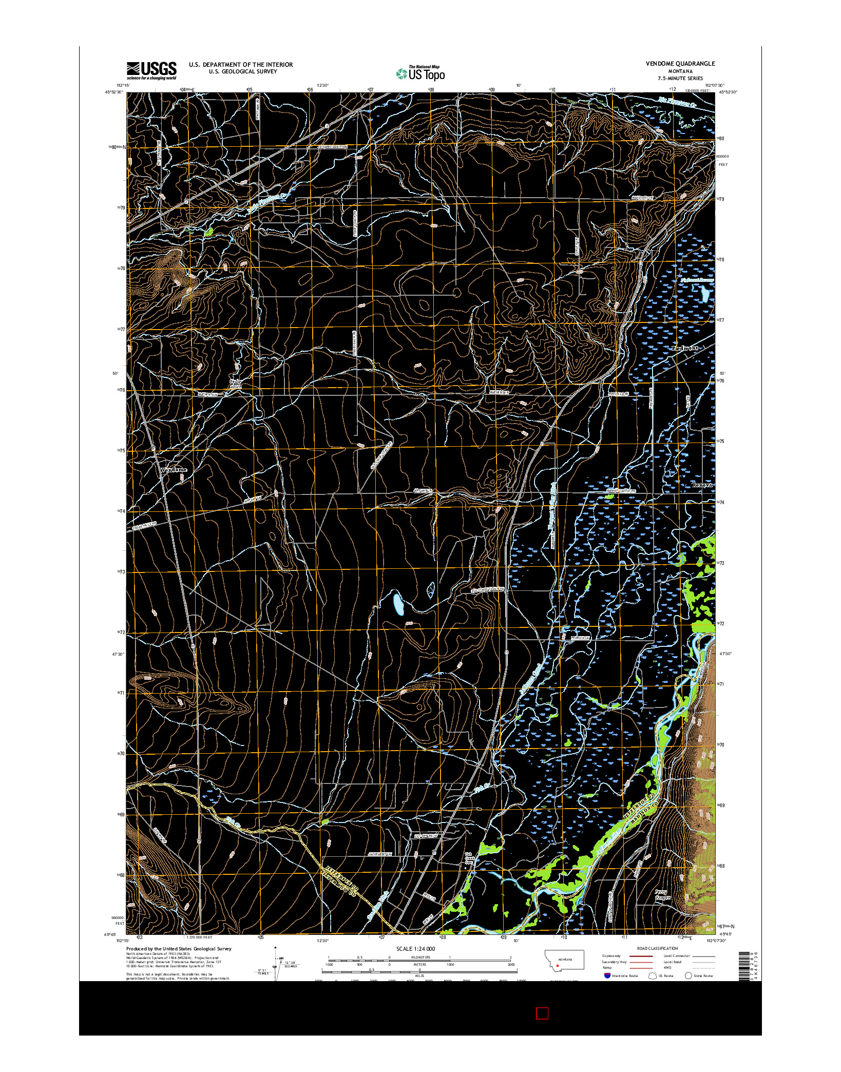 USGS US TOPO 7.5-MINUTE MAP FOR VENDOME, MT 2017