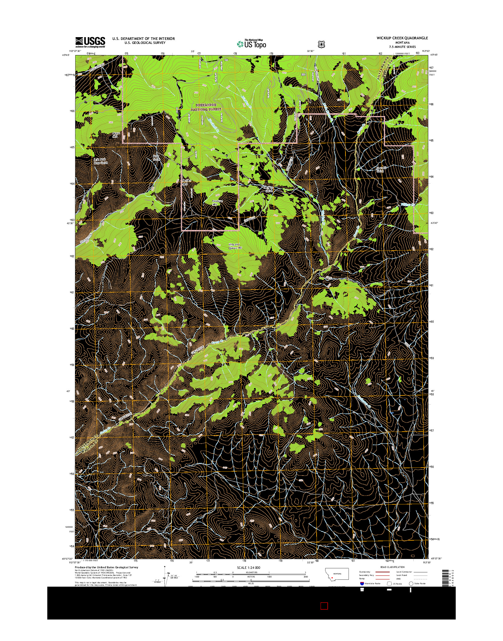 USGS US TOPO 7.5-MINUTE MAP FOR WICKIUP CREEK, MT 2017