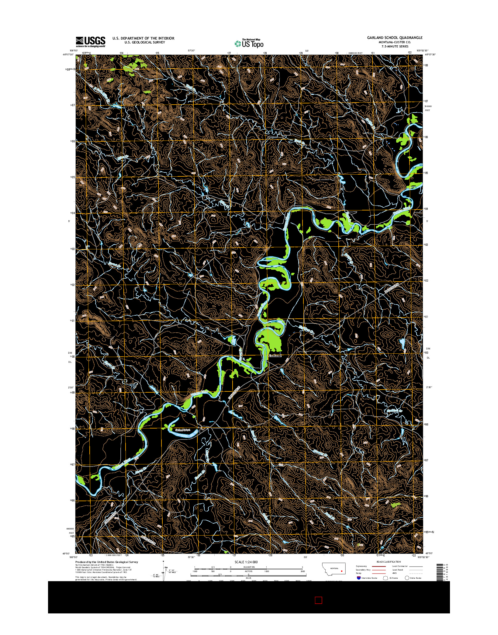 USGS US TOPO 7.5-MINUTE MAP FOR GARLAND SCHOOL, MT 2017